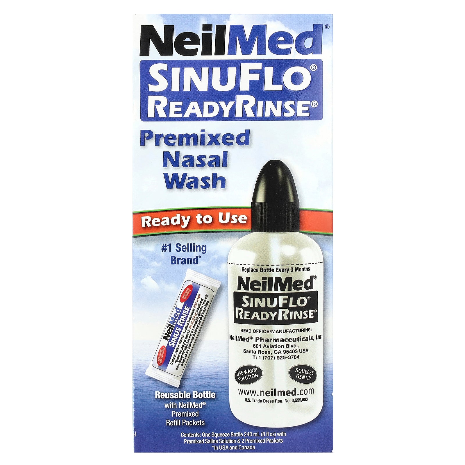 Kit de Lavado Nasal Neilmed Sinuflo Readyrinse Premezclado 2 Piezas - Venta Internacional