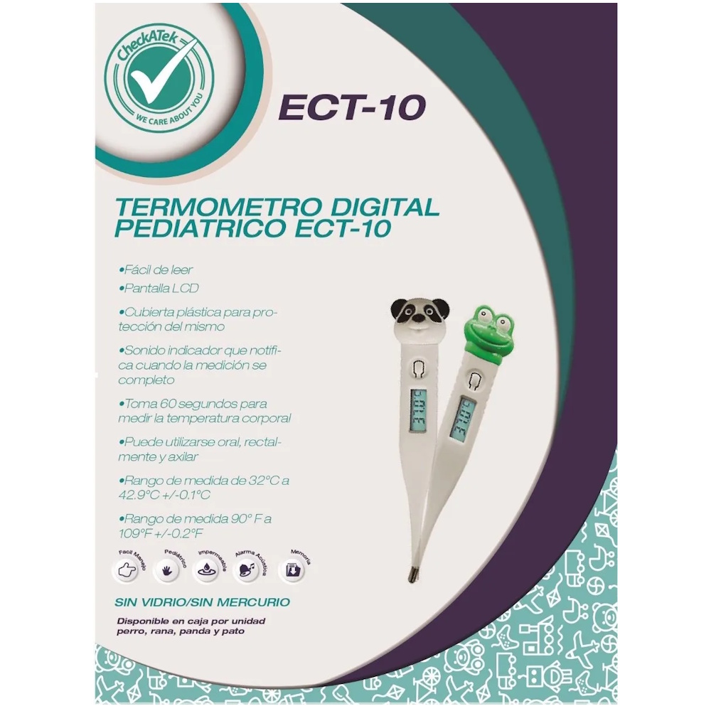 Foto 4 pulgar | Termómetro Digital Pediátrico Impermeable Animales Lcd