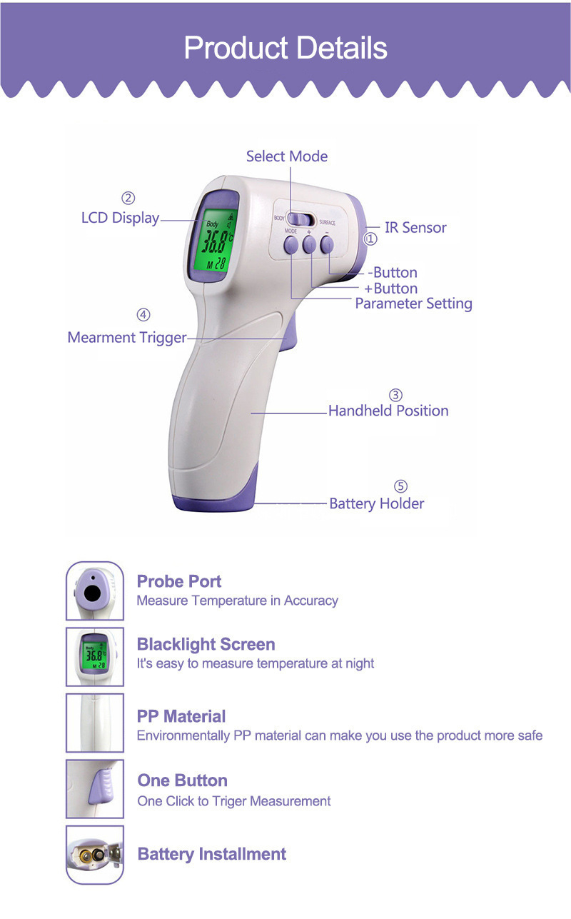 Foto 7 pulgar | Termómetro Láser Digital Infrarrojo Para Fiebre De Prueba - Venta Internacional.