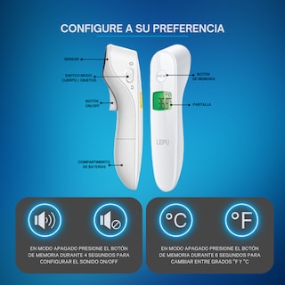 Foto 6 | Termómetro Infrarrojo Sin Contacto Lepu - 2 Modos (cuerpo/objeto), Medición Rápida Y Segura Para Bebés Y Hogar