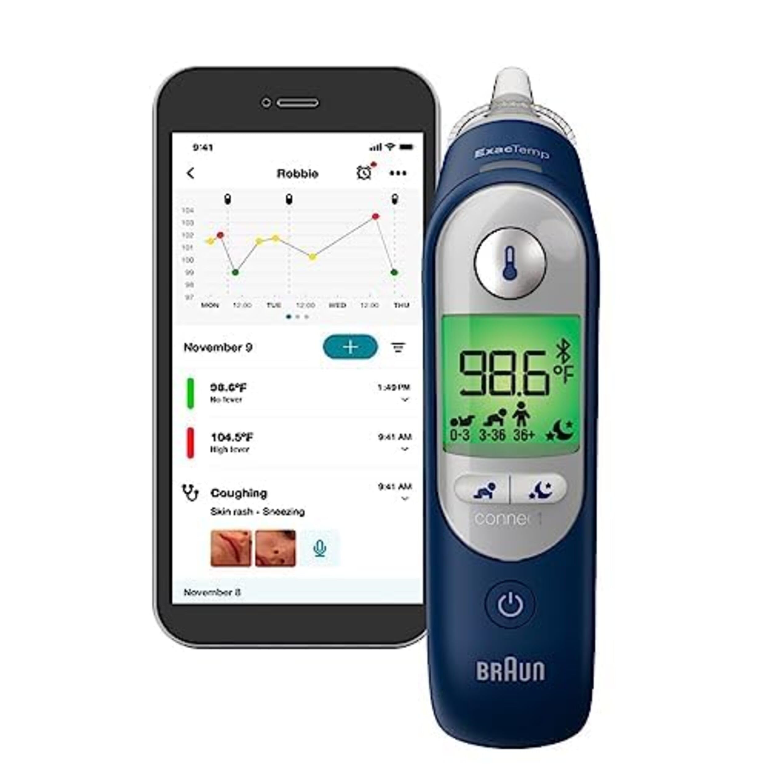 Foto 2 pulgar | Termómetro Digital De Oído Braun Thermoscan 7+ Connect - Venta Internacional.