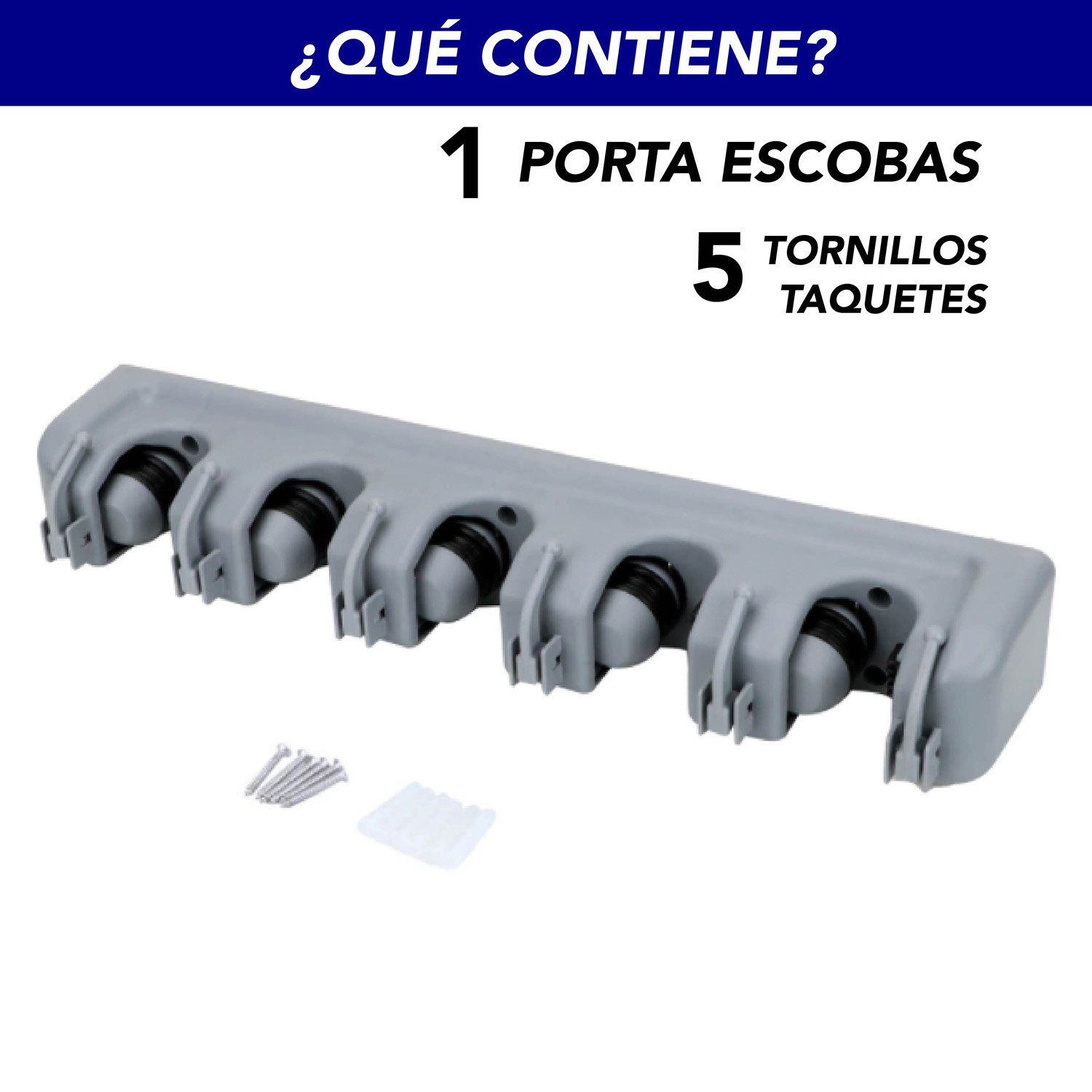 Foto 3 pulgar | Organizador de Escobas/ de Pared y Clóset Chic Fantasy color Blanco con 5 Soportes Antideslizantes Ajustables