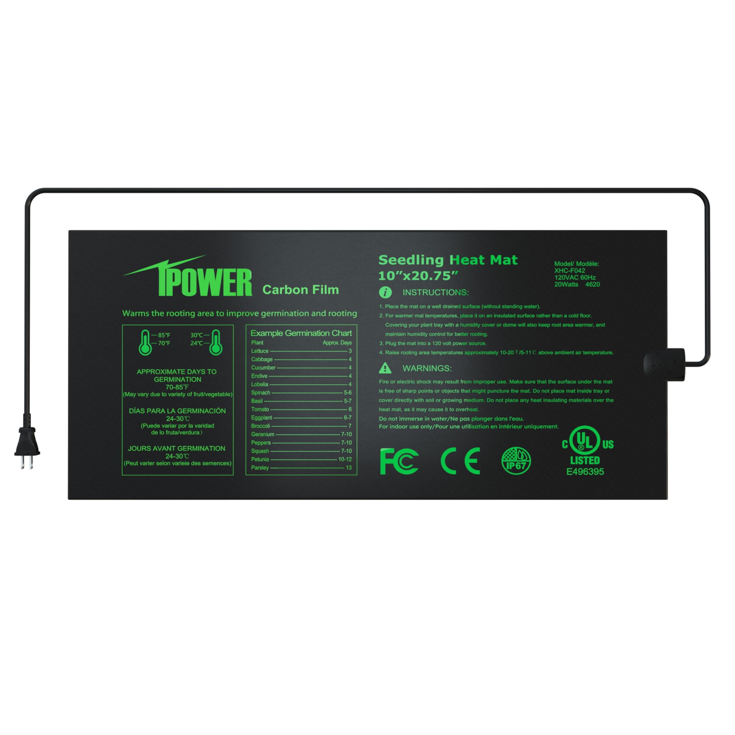 Foto 2 pulgar | Película De Carbono Mejorada Seeding Heat Mat Ipower De 10 X 20,75 Pulgadas - Venta Internacional.
