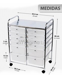 Foto 2 | Magma Life Carrito Organizador Con 12 Cajones Y Ruedas, Resistente Organizador Multifuncional Hecho De Pp Y Estruc