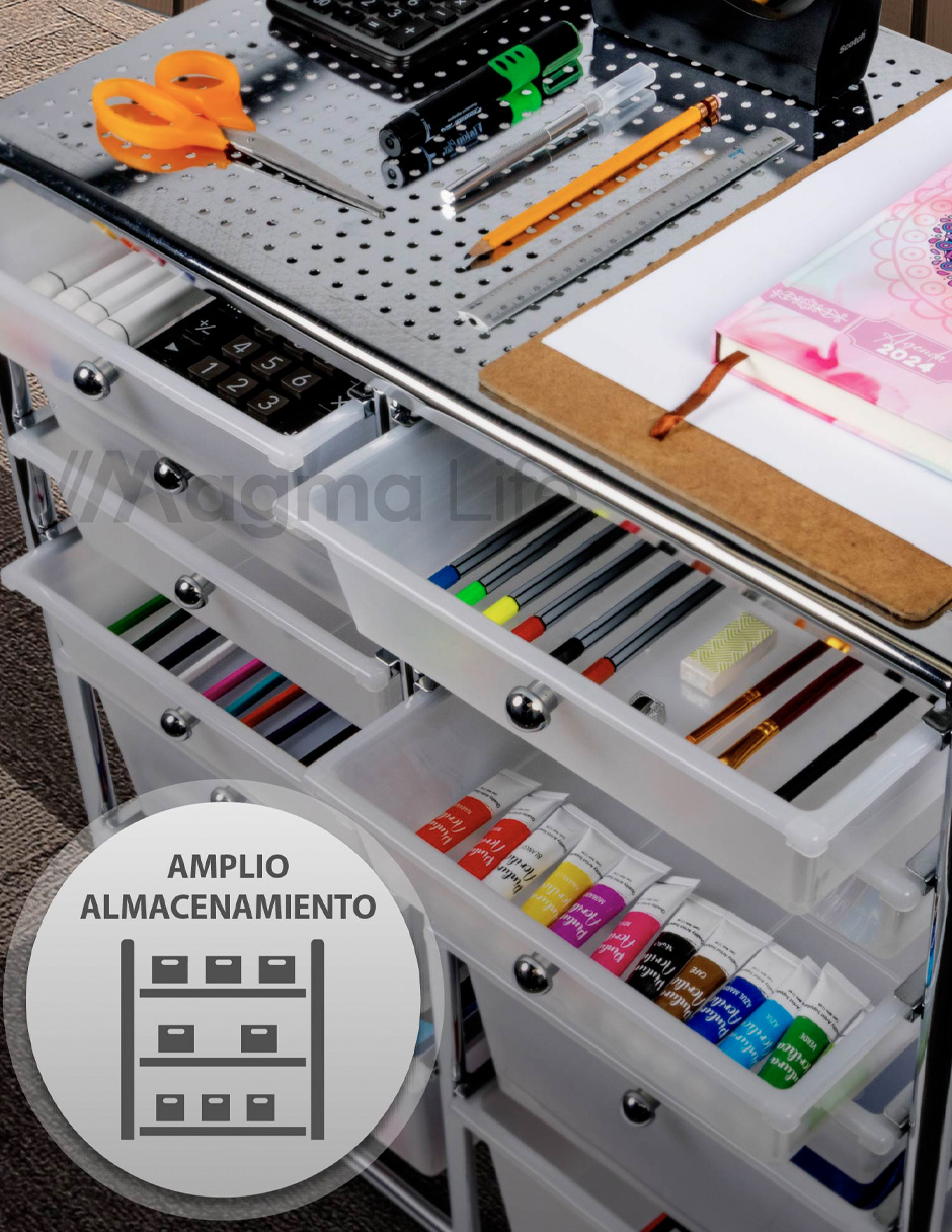 Foto 4 pulgar | Magma Life Carrito Organizador Con 12 Cajones Y Ruedas, Resistente Organizador Multifuncional Hecho De Pp Y Estruc