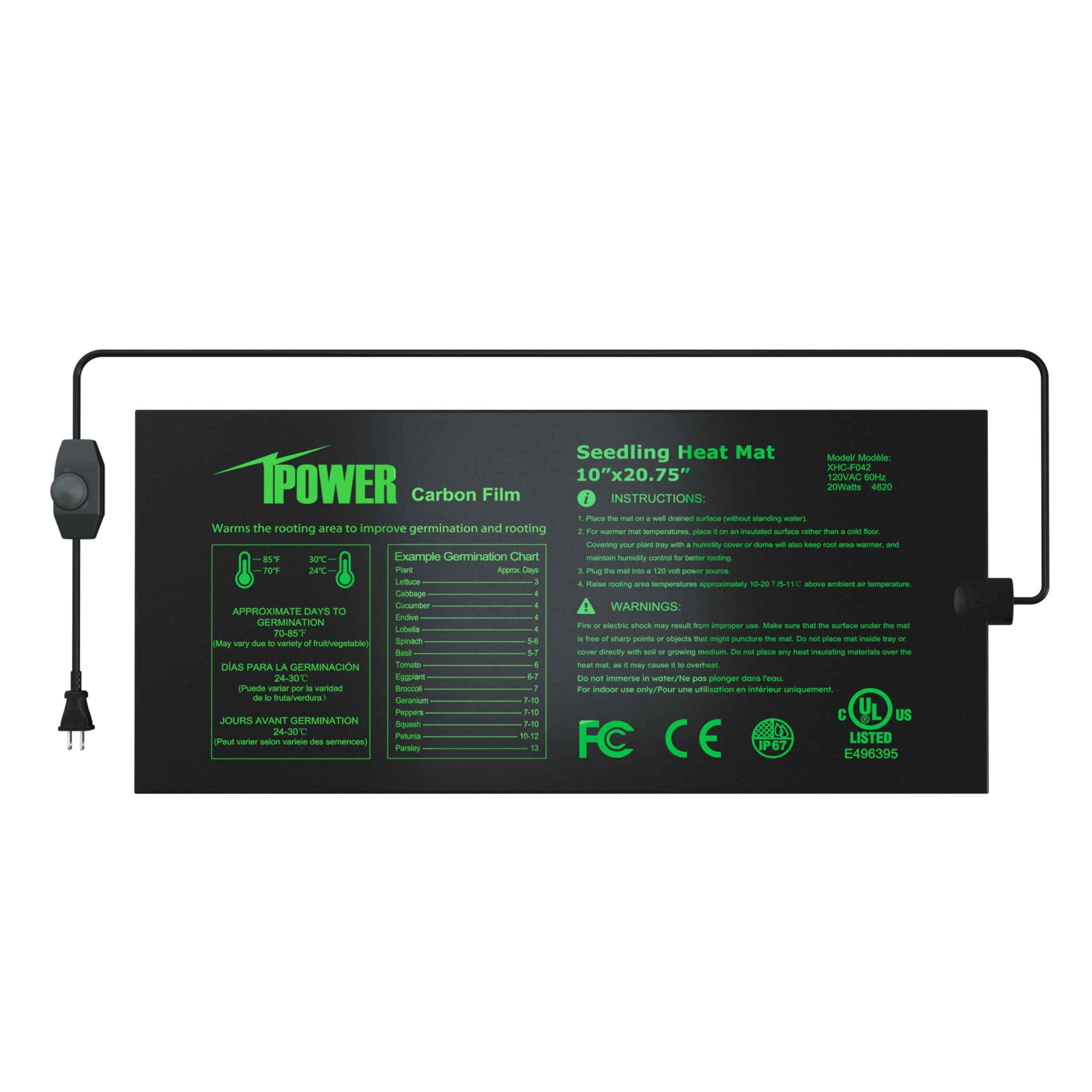 Foto 2 pulgar | Alfombrilla Térmica para Siembra Ipower con Termostato y Control de Temperatura - Venta Internacional