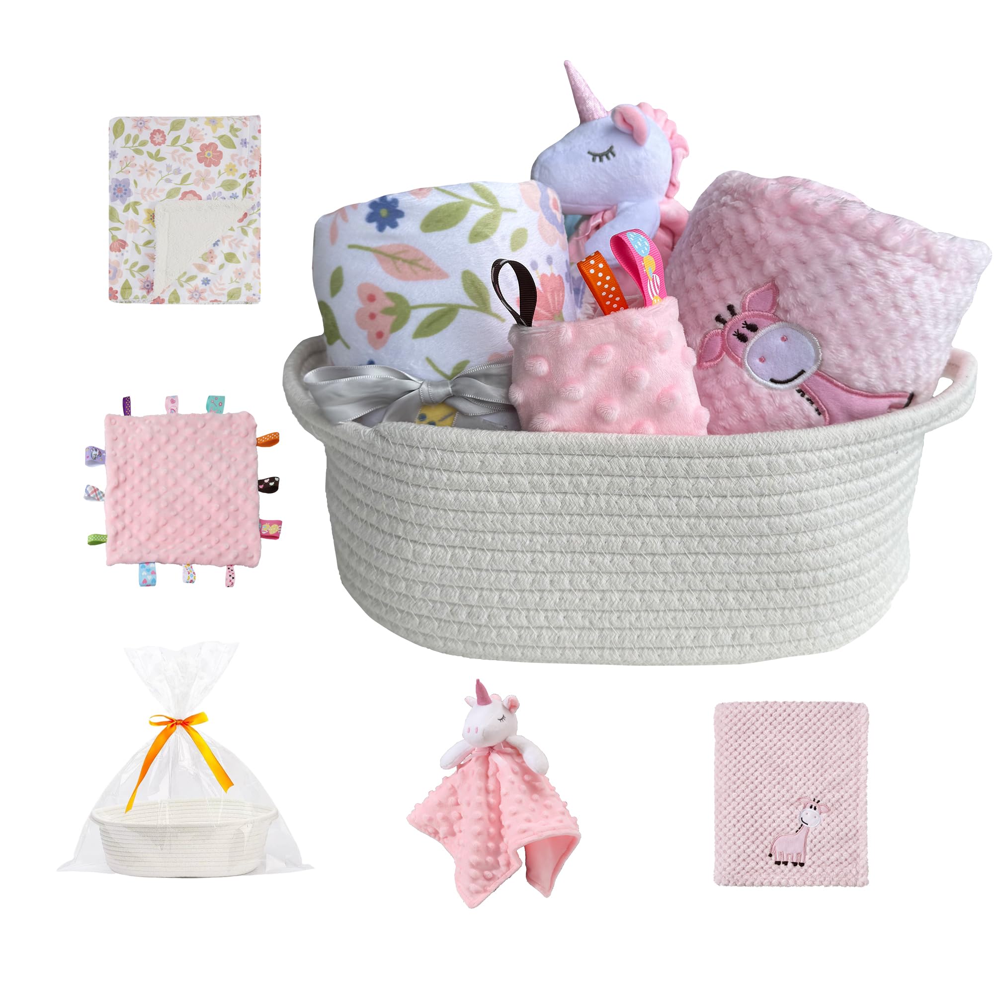 Foto 1 | Set De Regalo De Bienvenida Para Bebés, Cesta De Almacenamiento Con Mantas Y Más, Color Rosa - Venta Internacional.