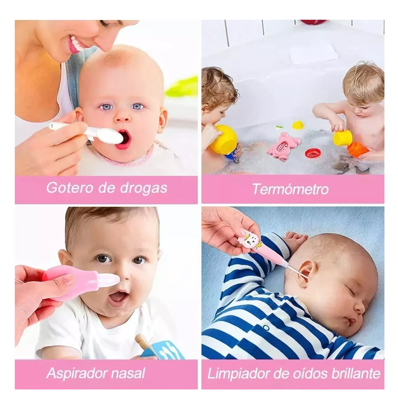 Foto 4 | Kit De Higiene Lab.g Cuidado Del Bebé 13 Pcs Termómetro Salud Manicure, Rosa