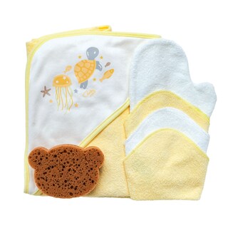 Foto 4 | Set Burbujas Con Toalla Y Accesorios Baby Mink Bm324 Amarillo Tortuga (toalla Con Capucha, Toallitas, Guante Y Esponja)