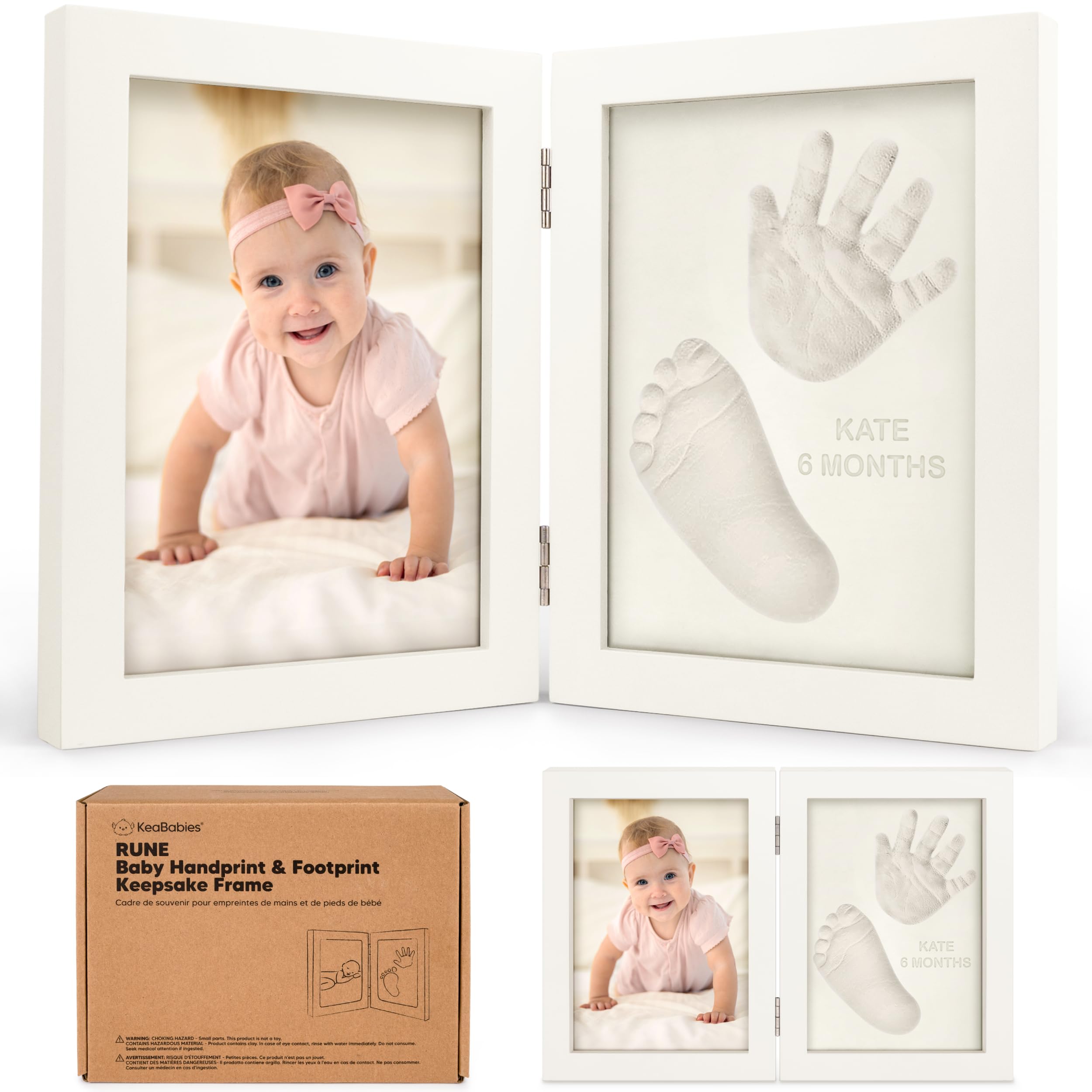Kit De Manos Y Huellas Para Bebés Keababies Rune Alpine White - Venta Internacional.