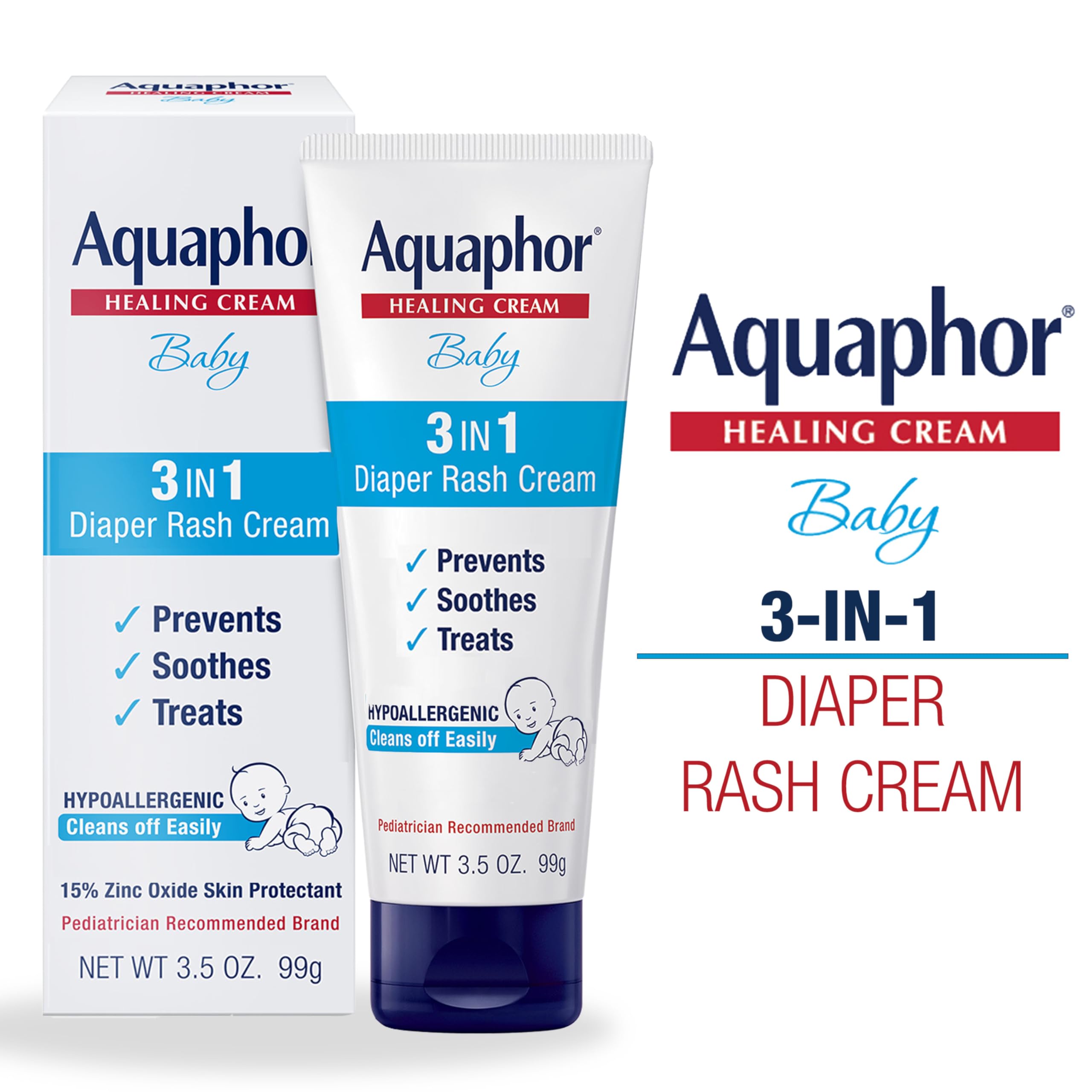 Foto 2 | Crema Para Dermatitis Del Pañal Aquaphor Baby 3 En 1, 100 Ml (paquete De 3) - Venta Internacional.