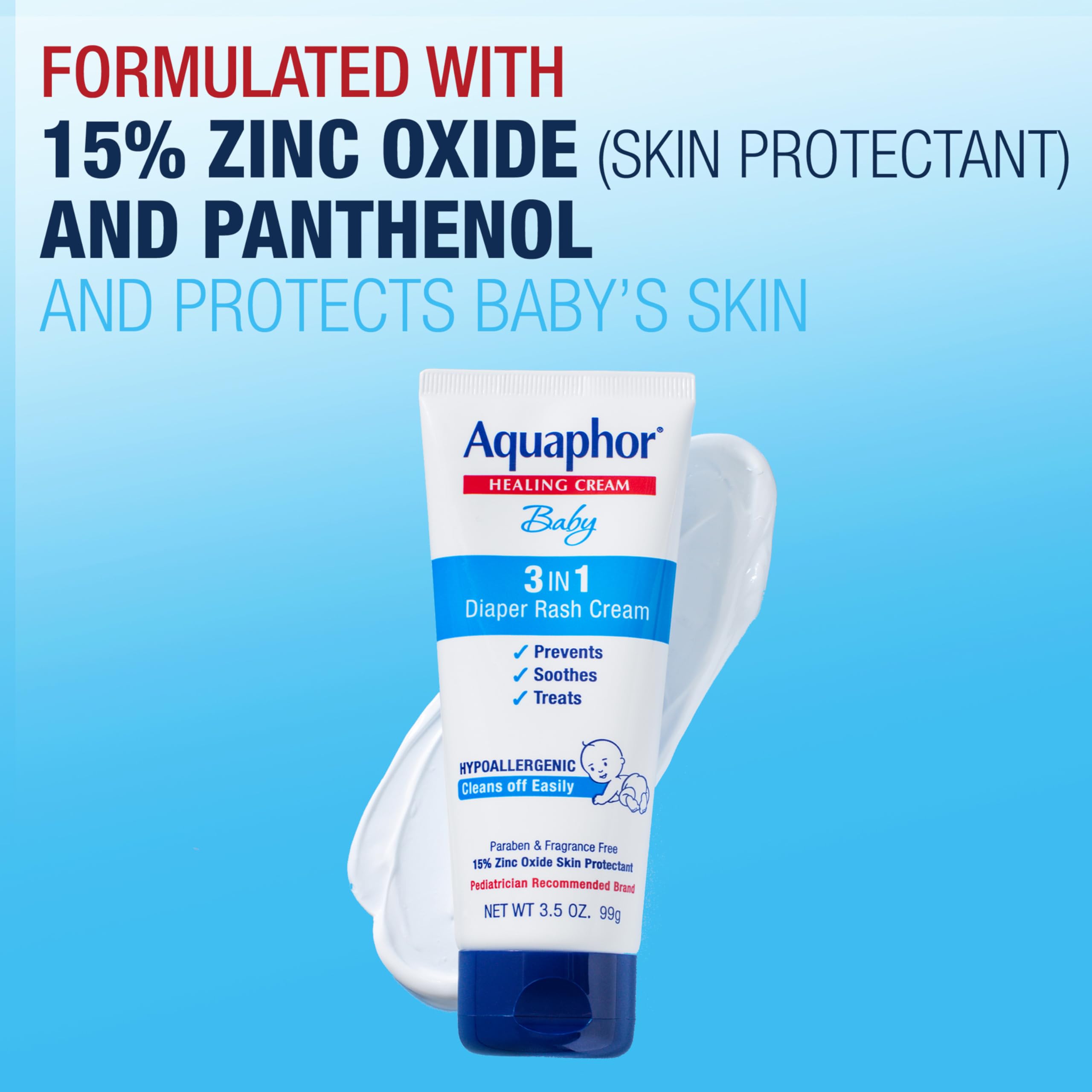 Foto 3 | Crema Para Dermatitis Del Pañal Aquaphor Baby 3 En 1, 100 Ml (paquete De 3) - Venta Internacional.