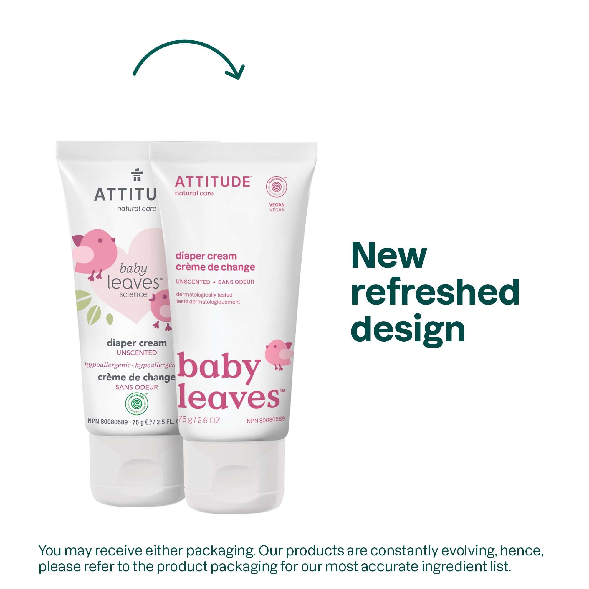 Foto 3 pulgar | Crema para Bebé Attitude Natural Zinc Baby Leaves 75 g - Venta Internacional