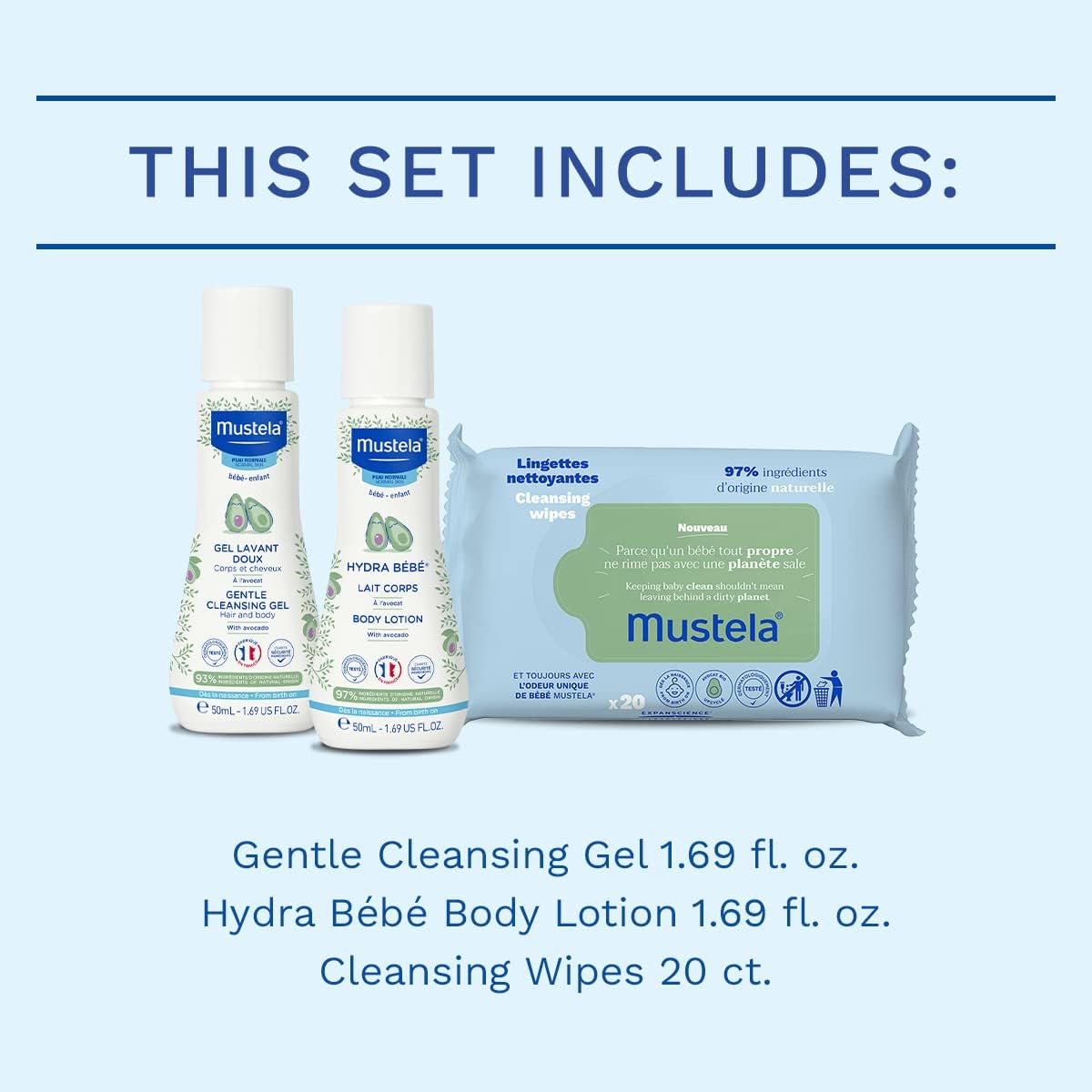 Foto 4 pulgar | Set de Viaje Mustela 3 Piezas para Bebé-Venta Internacional