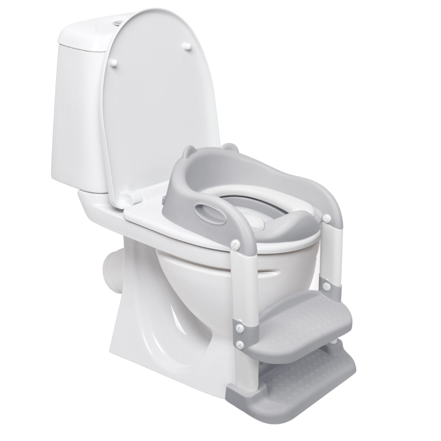 Baño Entrenador Nap Niño O Niña - Asiento Entrenador Para Baño Acolchado Con Escalera - Gris