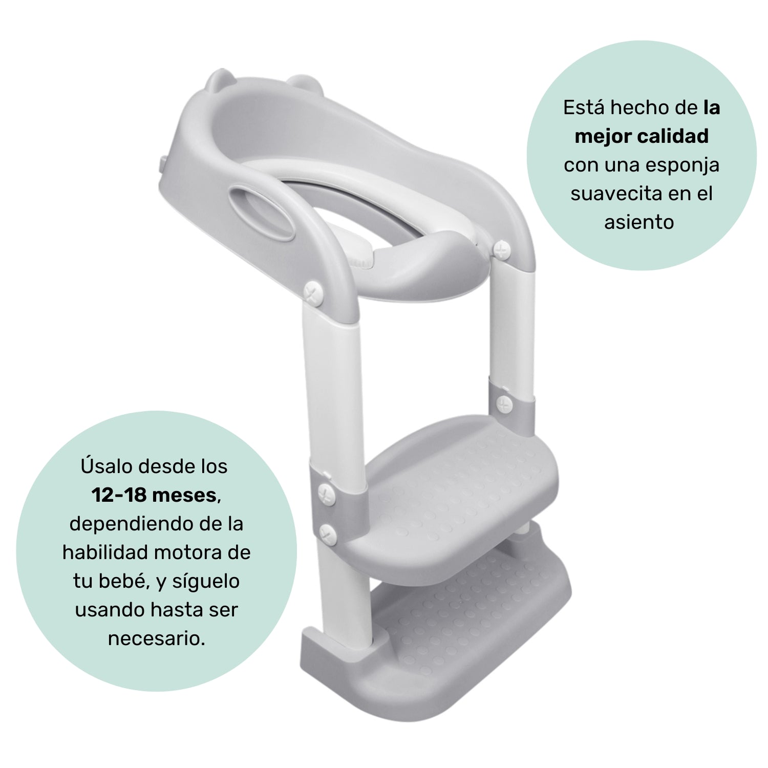 Foto 5 pulgar | Baño Entrenador Nap Niño O Niña - Asiento Entrenador Para Baño Acolchado Con Escalera - Gris