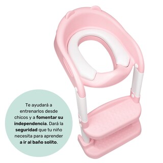 Foto 2 | Baño Entrenador Nap Niño O Niña - Asiento Entrenador Para Baño Acolchado Con Escalera - Rosa