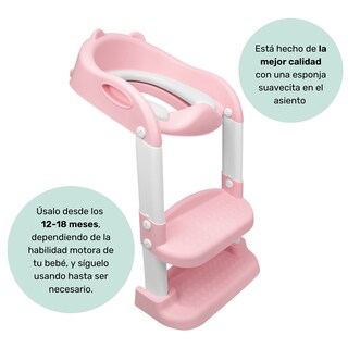Foto 4 | Baño Entrenador Nap Niño O Niña - Asiento Entrenador Para Baño Acolchado Con Escalera - Rosa
