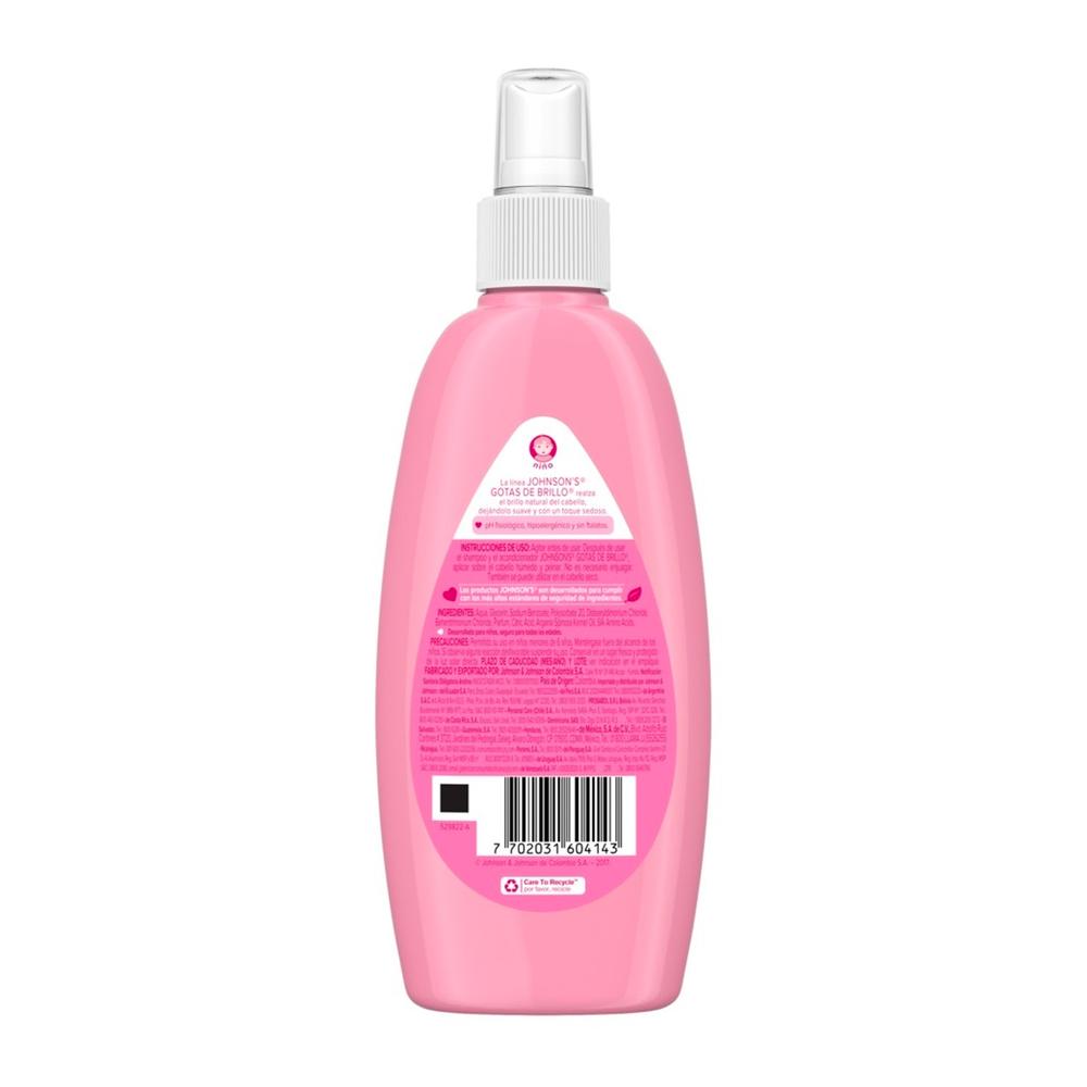 Foto 4 pulgar | Spray Desenredante Johnson's Gotas De Brillo 200 Ml