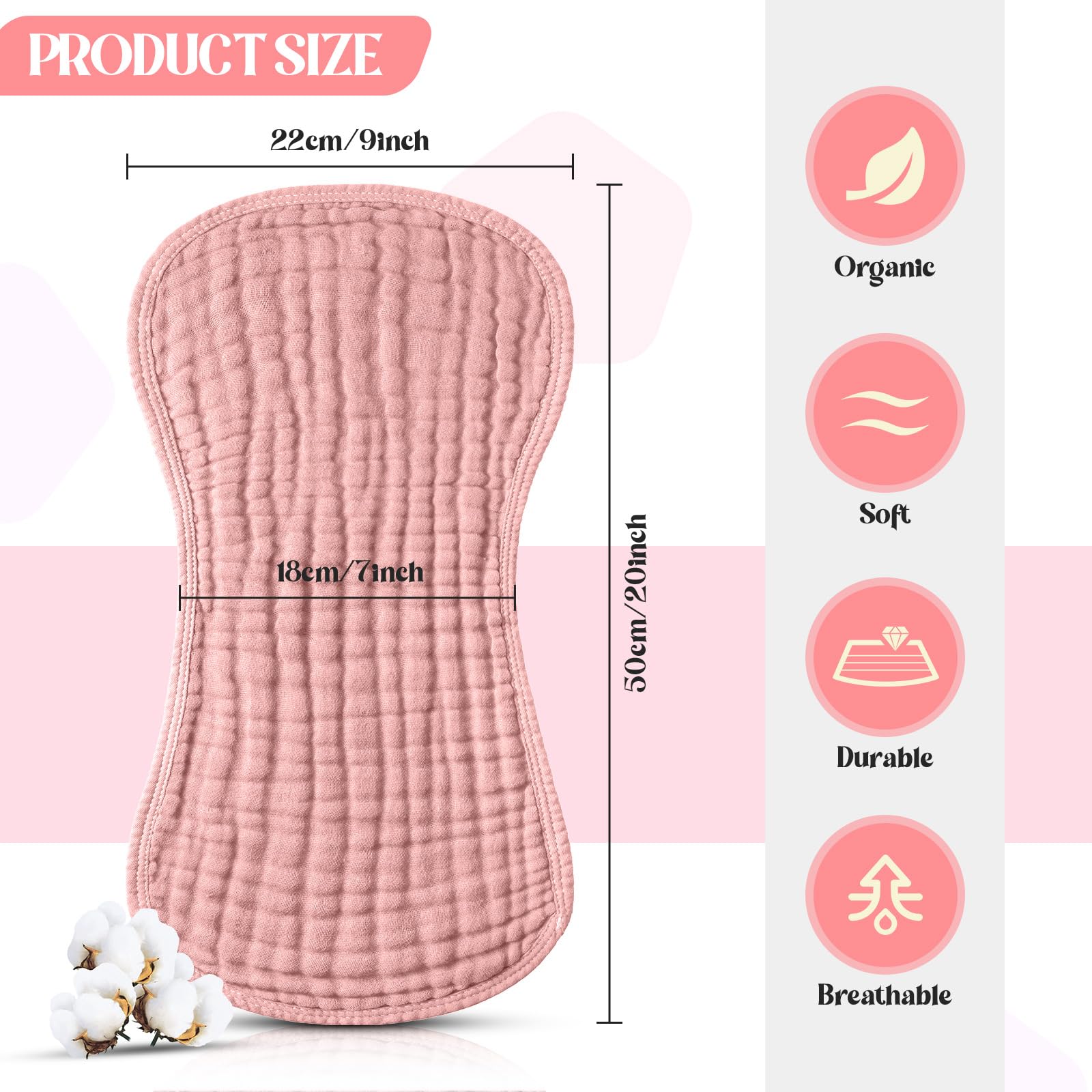 Foto 3 pulgar | Paños de Muselina Frienda Algodón para Bebés  8 Piezas - Venta Internacional