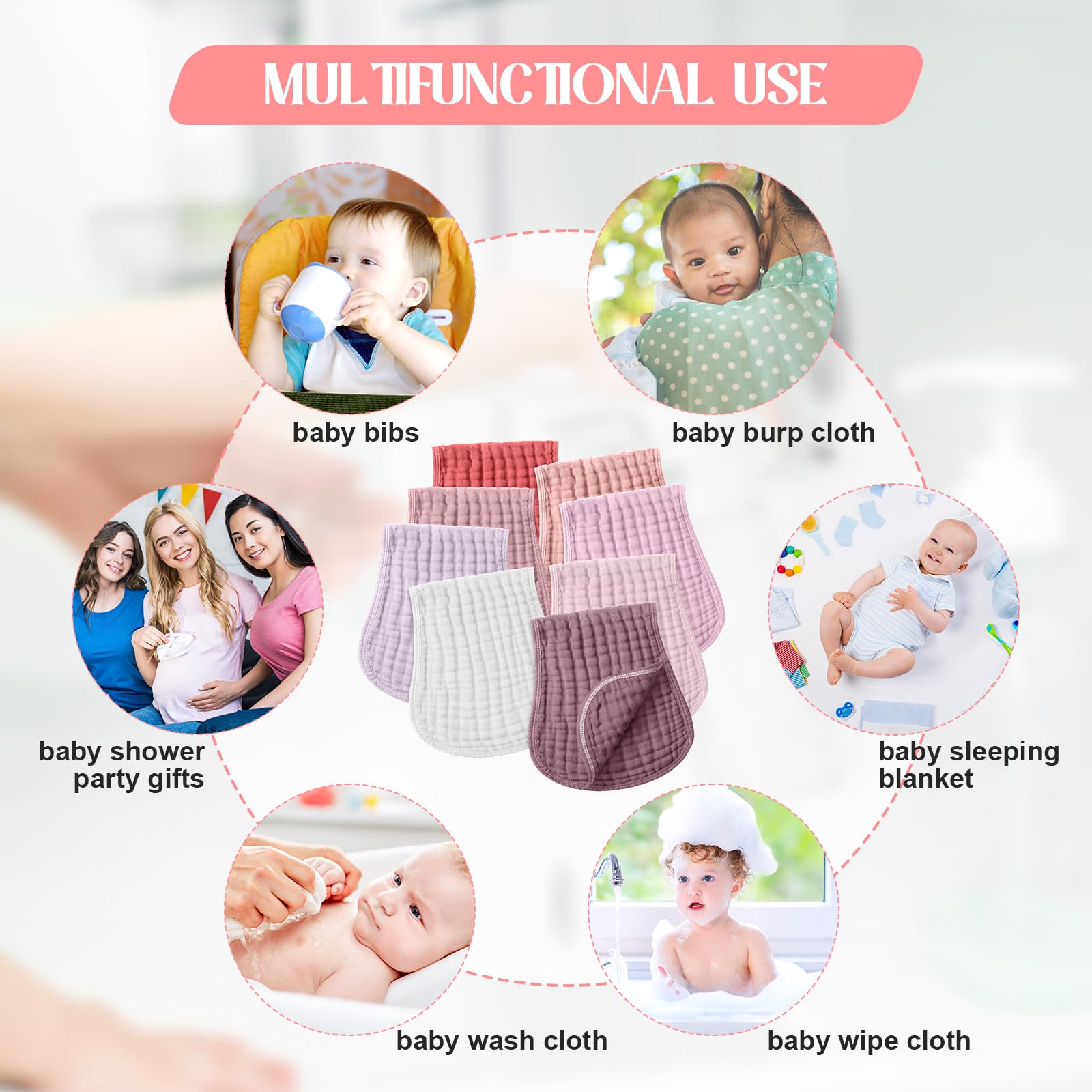 Foto 7 pulgar | Paños de Muselina Frienda Algodón para Bebés  8 Piezas - Venta Internacional