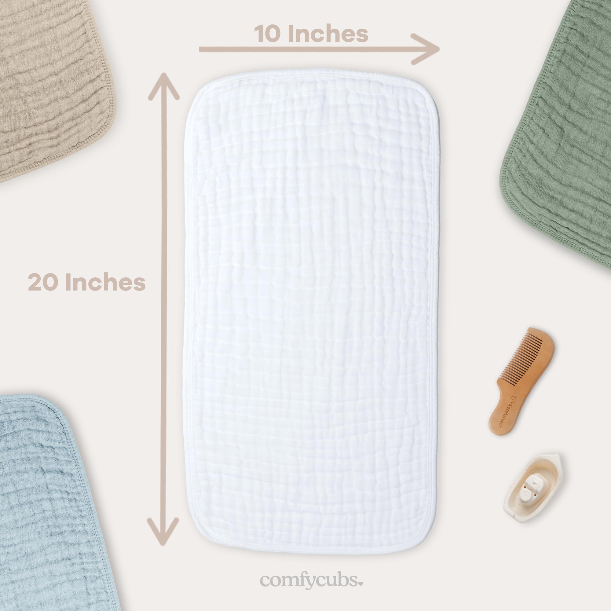 Foto 4 pulgar | Muselina Para Eructos Comfy Cubs, 100% Algodón, 6 Capas, Paquete De 10 - Venta Internacional.