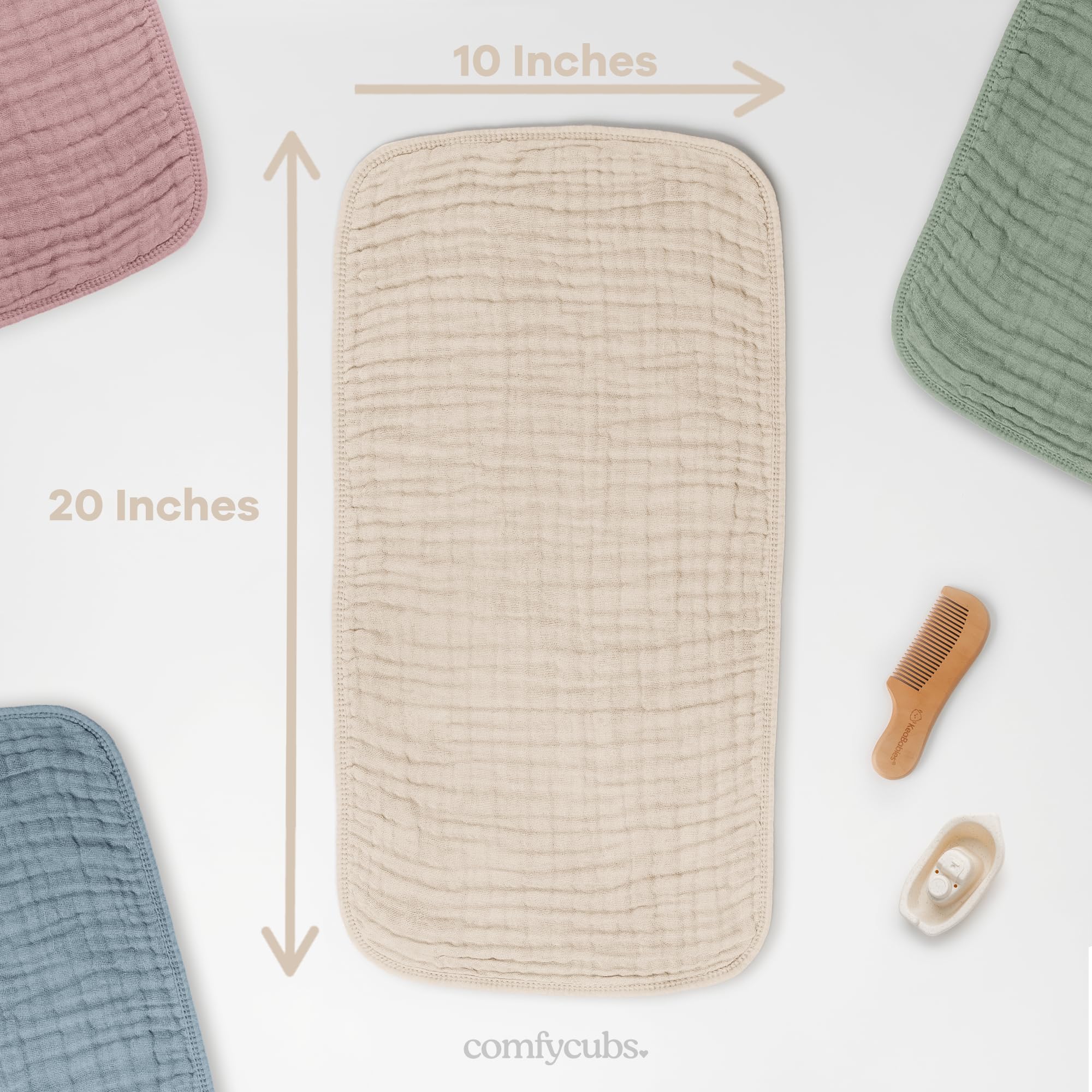 Foto 4 pulgar | Manteles De Muselina Para Eructos Comfy Cubs, 6 Capas, 100% Algodón (50 X 25 Cm) X 10 - Venta Internacional.