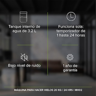 Foto 3 | Maquina para Hacer Hielos Hasta 20 Kg Al Día Portátil Avera Mh02 - color Plata
