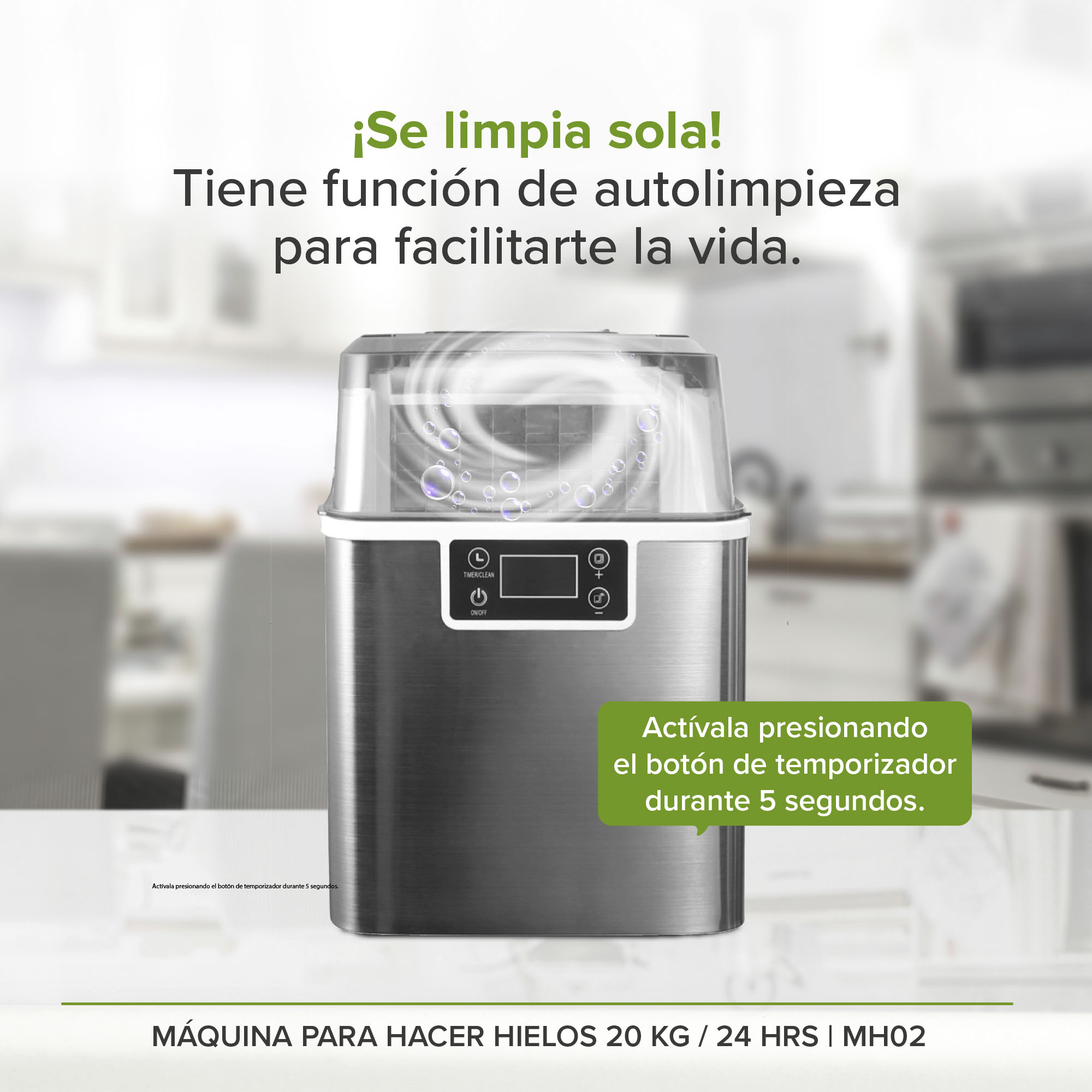 Foto 7 pulgar | Maquina para Hacer Hielos Hasta 20 Kg Al Día Portátil Avera Mh02 - color Plata