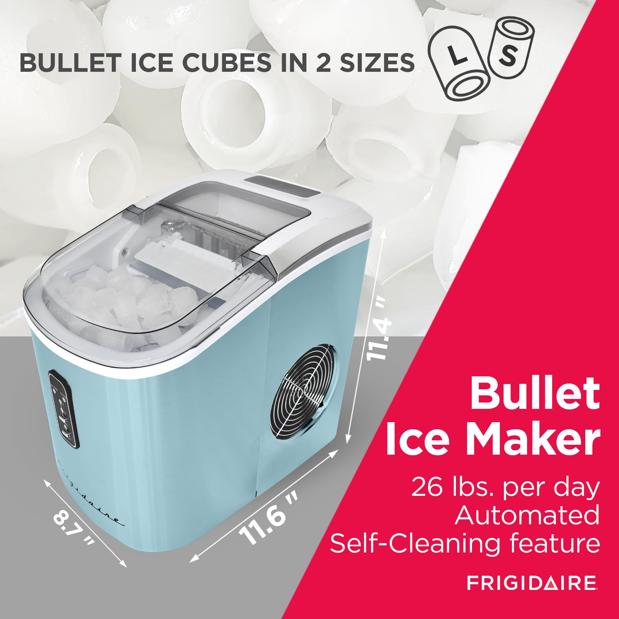 Foto 4 pulgar | Máquina Para Hacer Hielo Frigidaire, Autolimpiante, 12 Kg/día, Azul - Venta Internacional.