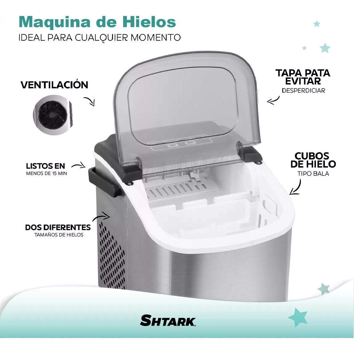 Foto 3 pulgar | Máquina para Hacer Hielo Shtark 2 Tamaños Portátil Eléctrica 12 kg
