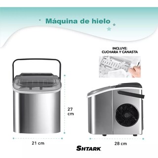 Foto 3 | Máquina para Hacer Hielo Shtark 2 Tamaños Portátil Eléctrica 12 kg