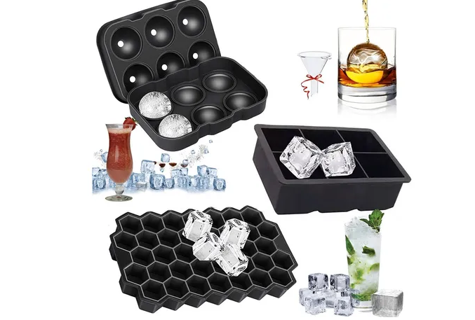 Foto 2 pulgar | 3pcs Xtellar Bandeja Cubo De Hielo Negro,circulo Y Cubo Y Hexagonal