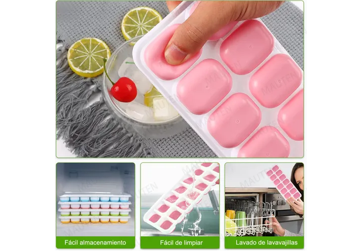 Foto 5 pulgar | 4 Xtellar Moldes De Silicona Para Cubos De Hielo Bandeja Tapa