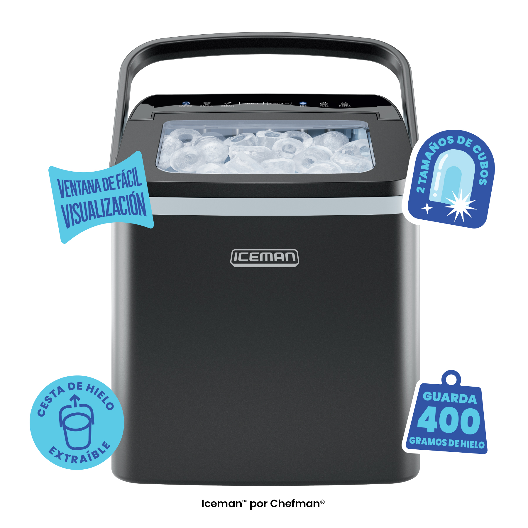 Foto 3 pulgar | Chefman - Iceman: Máquina De Hielo Portátil Con Autolimpieza, 9 Cubos En 7 Minutos