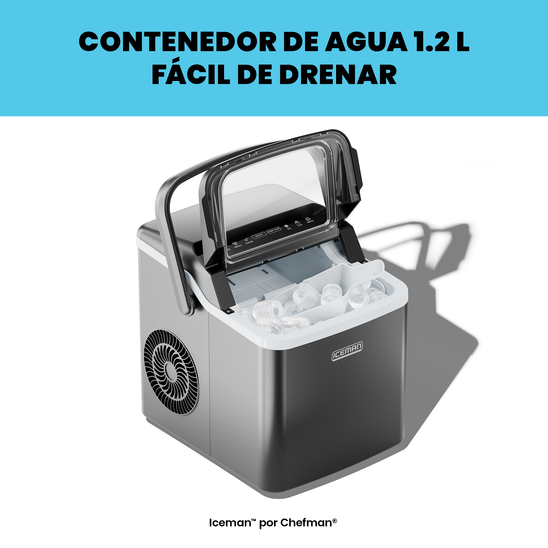 Foto 5 pulgar | Chefman - Iceman: Máquina De Hielo Portátil Con Autolimpieza, 9 Cubos En 7 Minutos