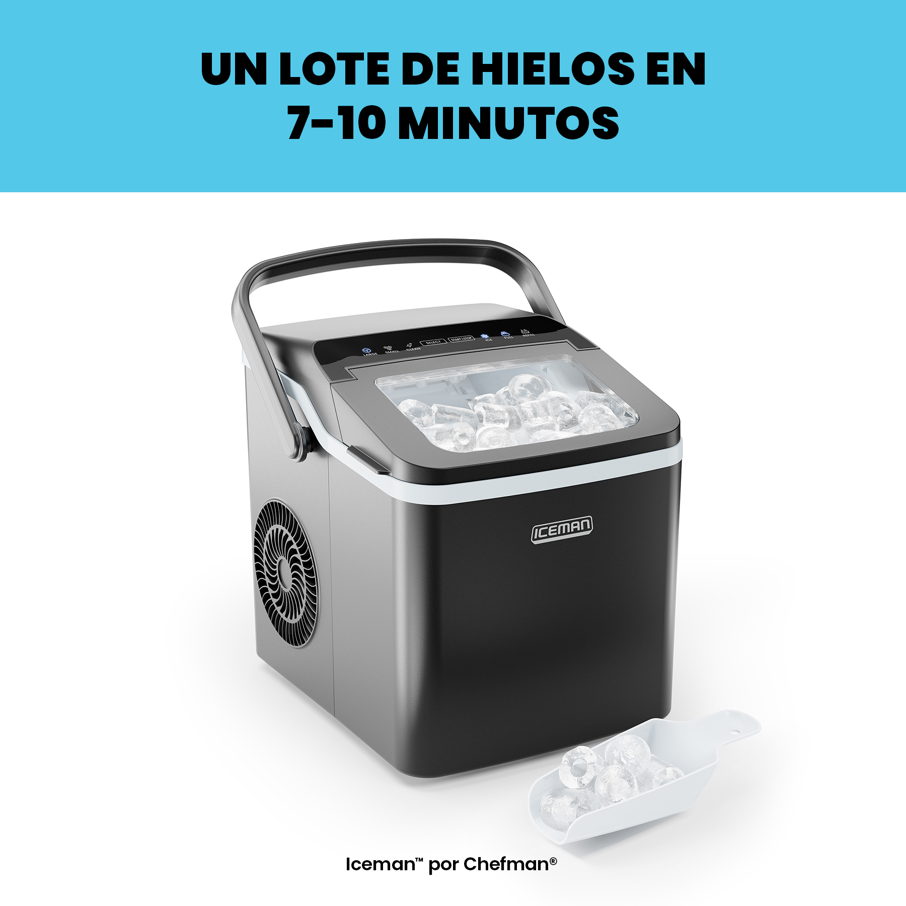 Foto 5 | Chefman - Iceman: Máquina De Hielo Portátil Con Autolimpieza, 9 Cubos En 7 Minutos