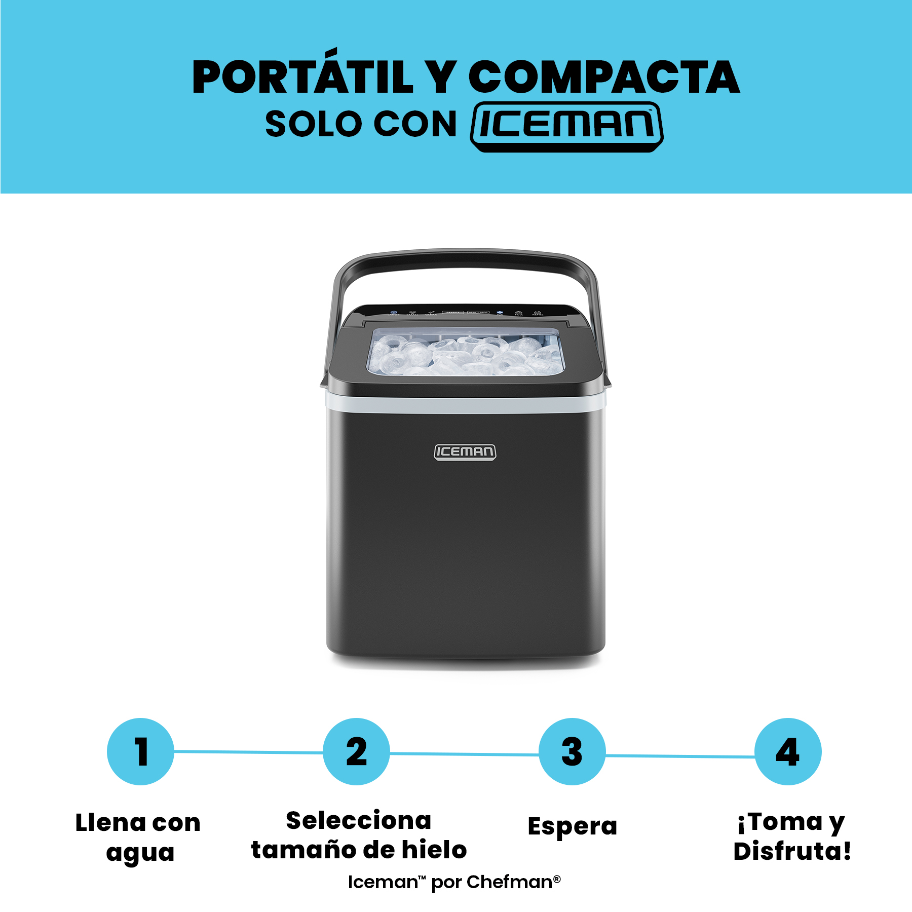 Foto 7 pulgar | Chefman - Iceman: Máquina De Hielo Portátil Con Autolimpieza, 9 Cubos En 7 Minutos