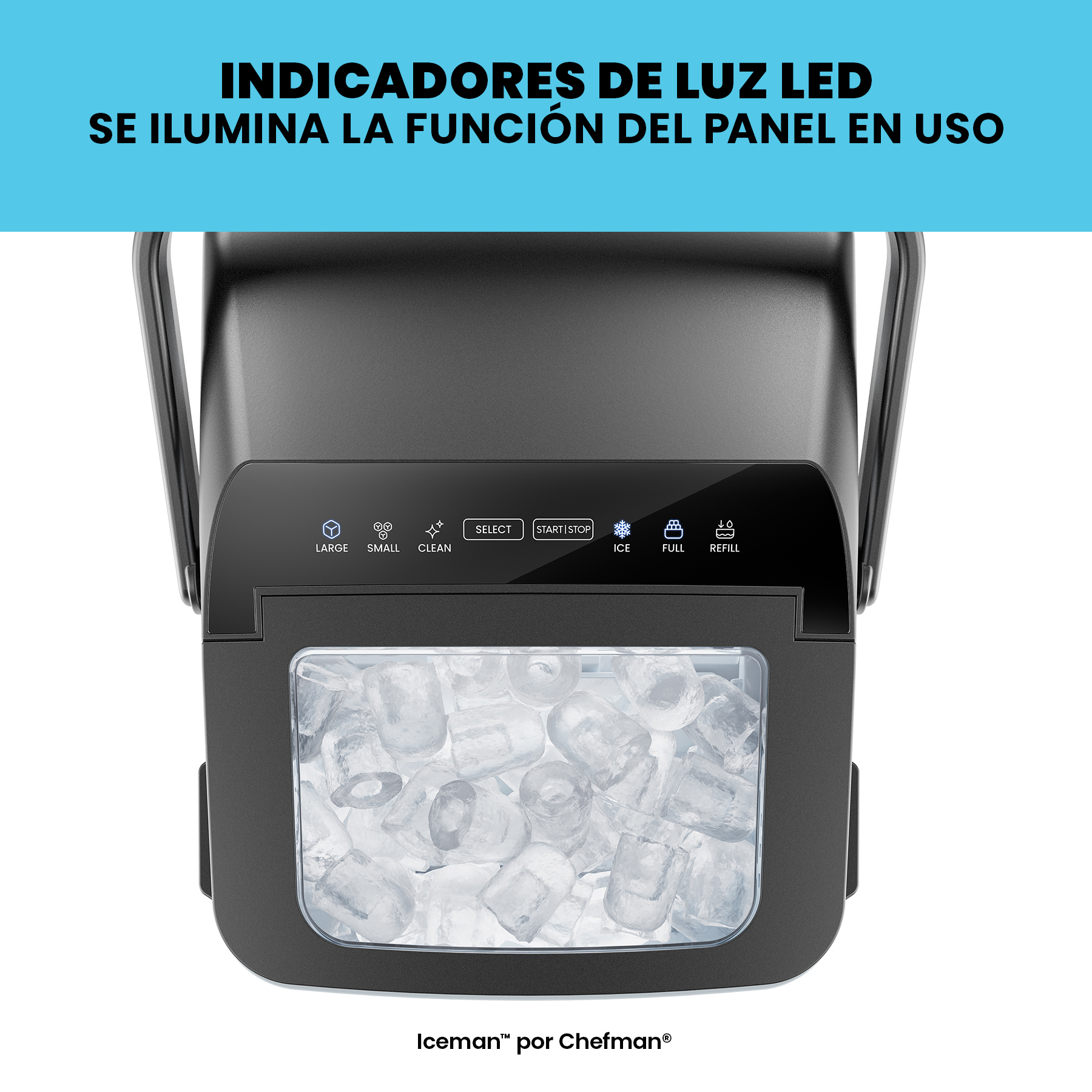Foto 8 pulgar | Chefman - Iceman: Máquina De Hielo Portátil Con Autolimpieza, 9 Cubos En 7 Minutos