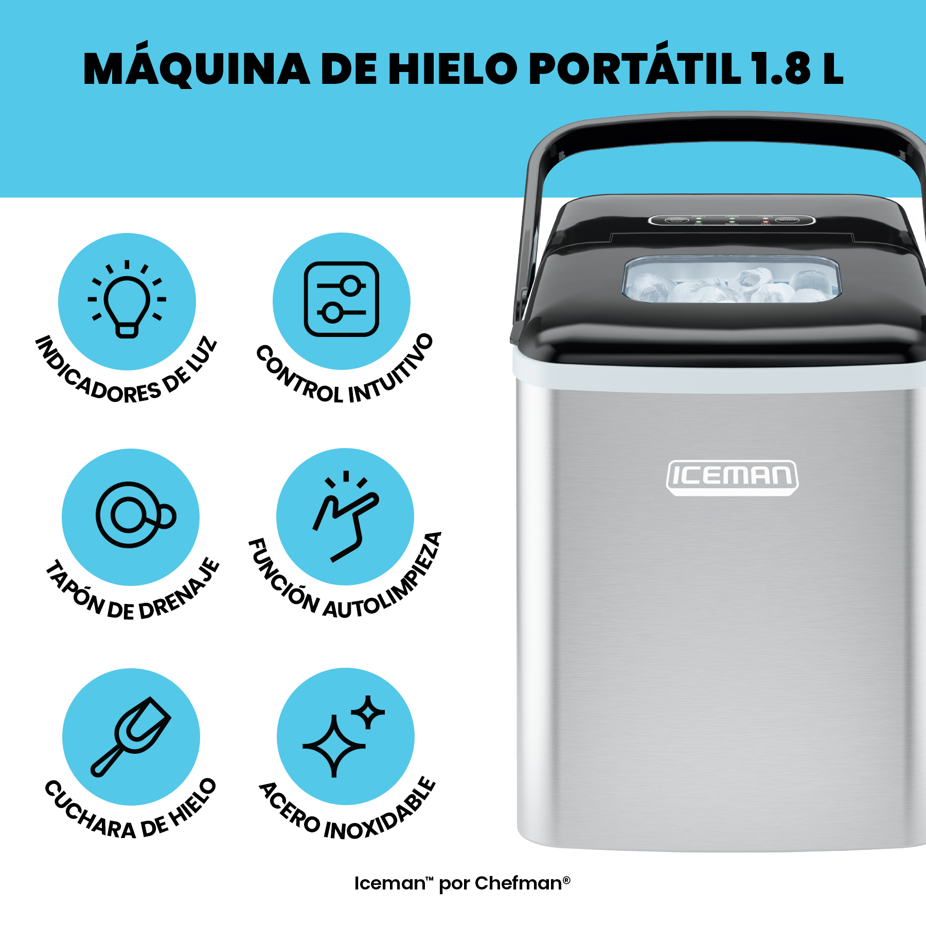 Foto 4 pulgar | Chefman - Máquina De Hielo De Doble Tamaño