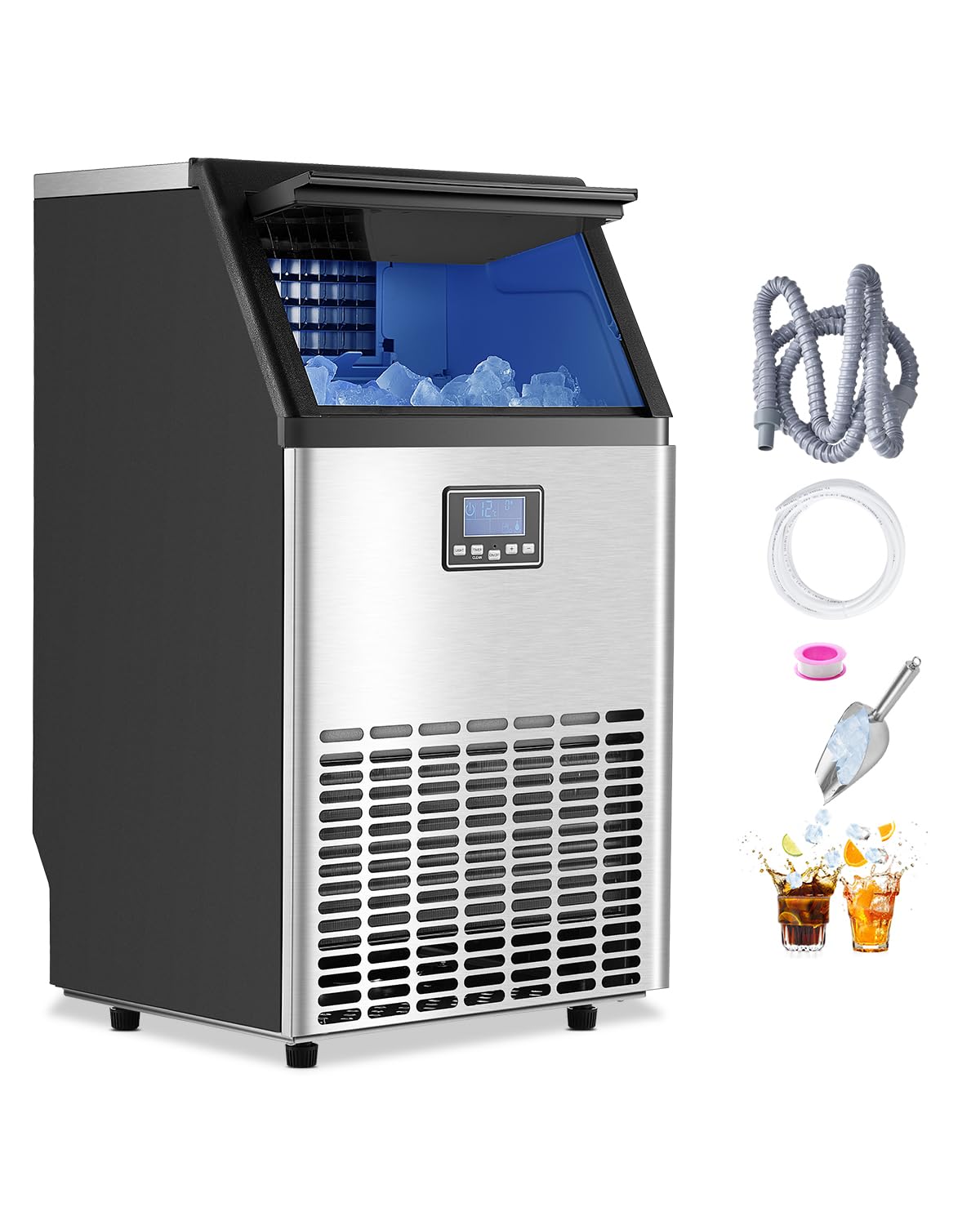 Foto 2 pulgar | Máquina De Hacer Hielo Vevor Commercial 100 Kg/24 H Con 15 Kg De Almacenamiento - Venta Internacional.