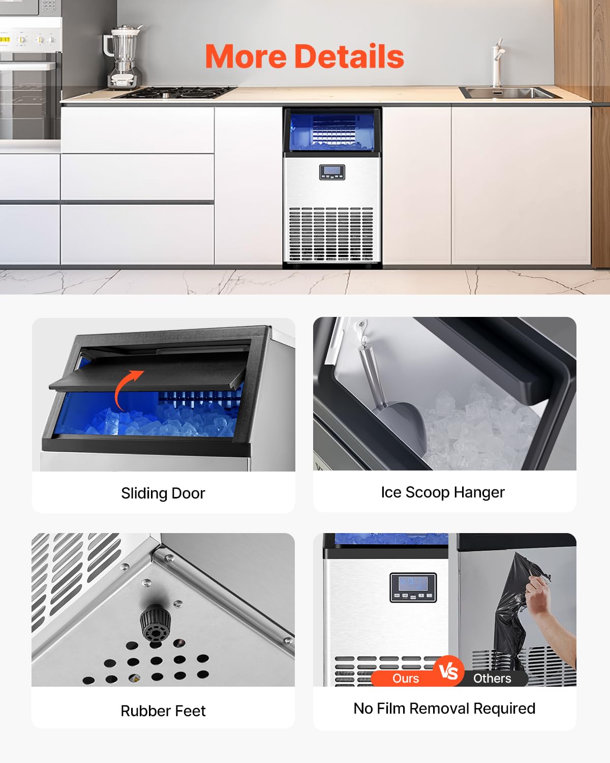 Foto 7 pulgar | Máquina De Hacer Hielo Vevor Commercial 100 Kg/24 H Con 15 Kg De Almacenamiento - Venta Internacional.