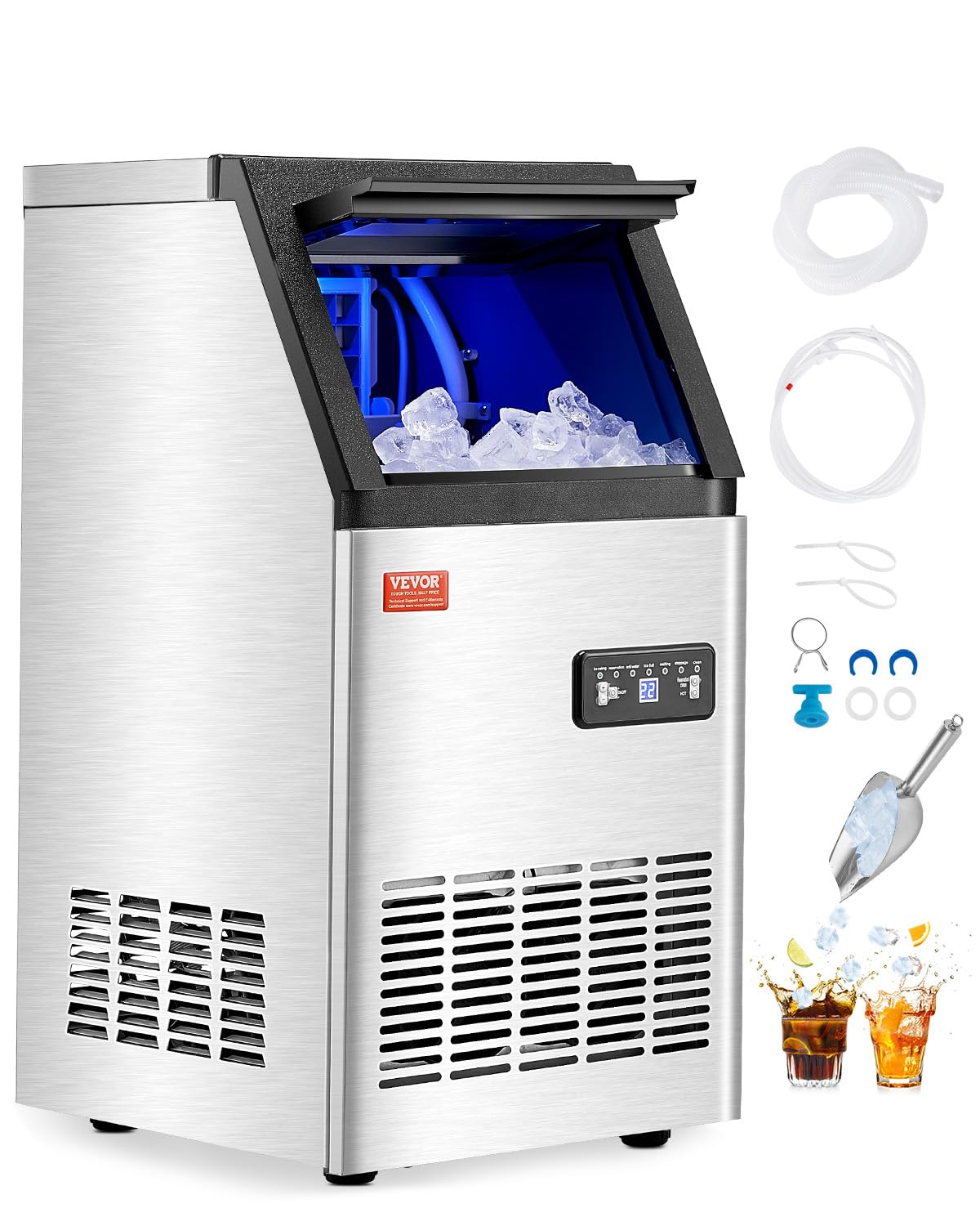 Foto 1 | Máquina De Hacer Hielo Vevor Commercial 100 Kg/24 H Con 7,3 Kg De Almacenamiento - Venta Internacional.