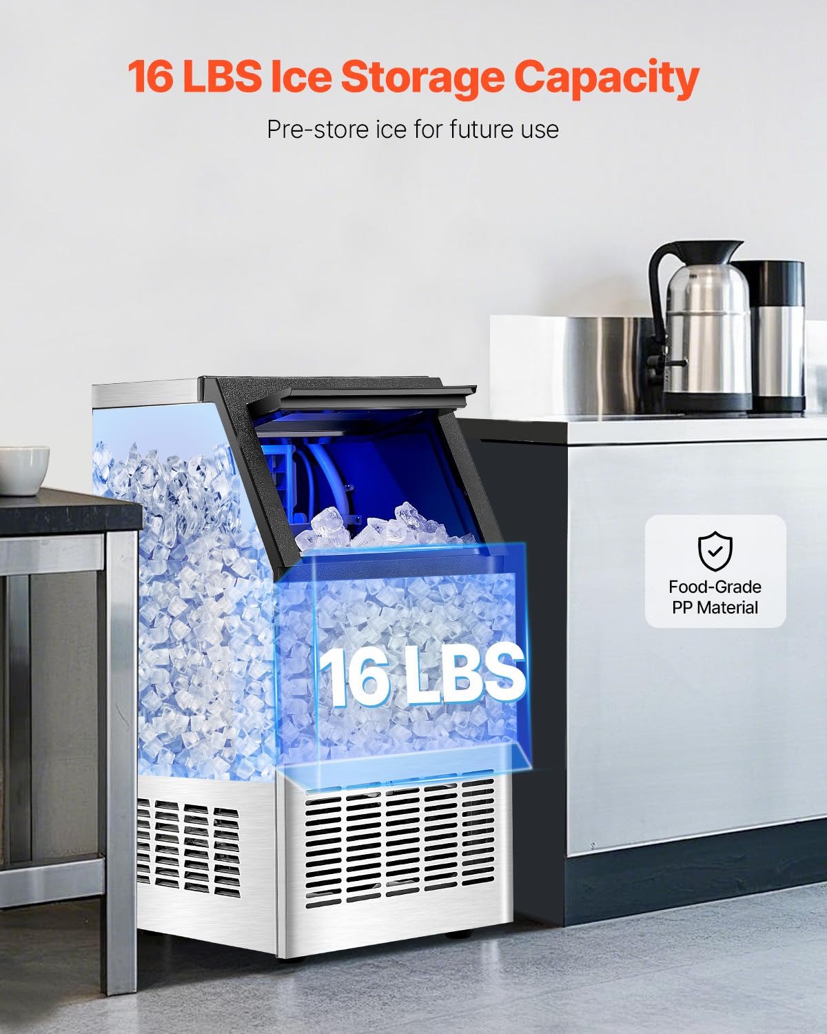 Foto 4 pulgar | Máquina De Hacer Hielo Vevor Commercial 100 Kg/24 H Con 7,3 Kg De Almacenamiento - Venta Internacional.