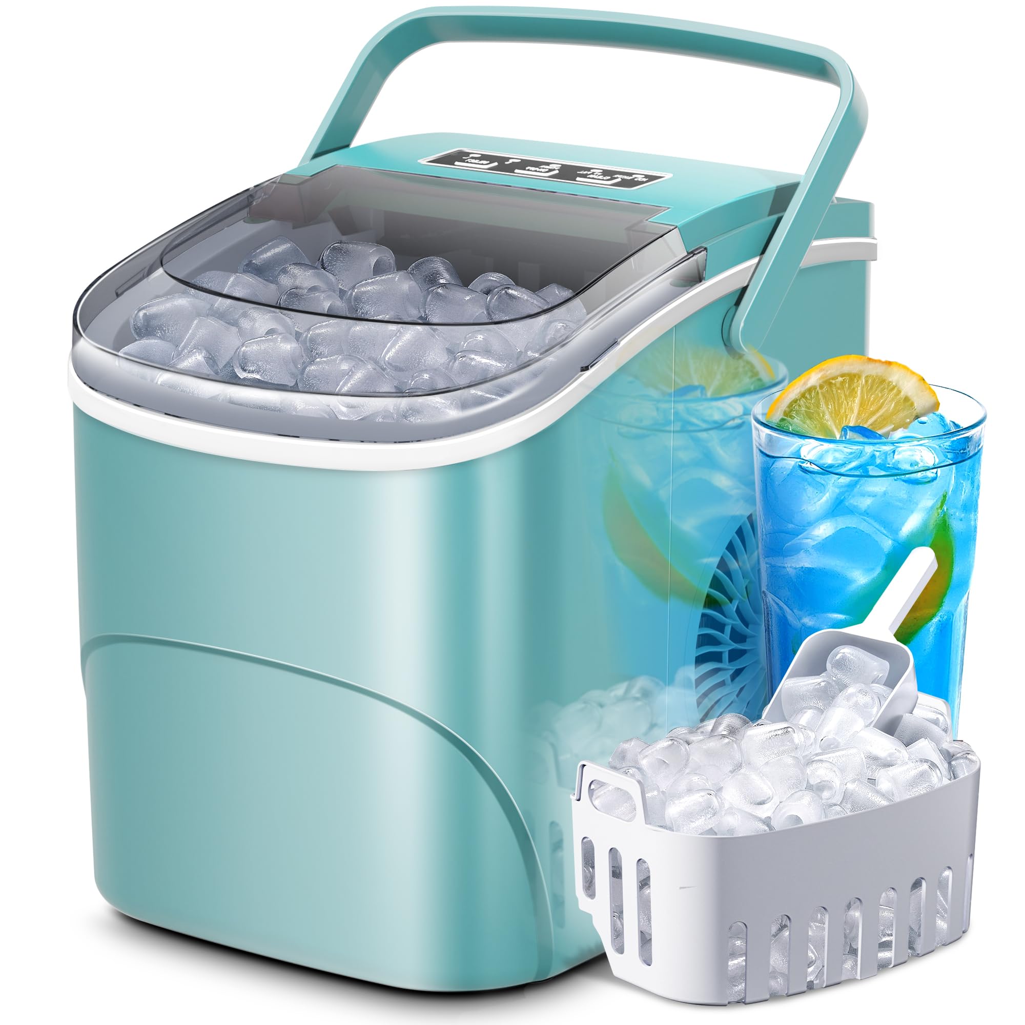 Foto 1 | Máquina De Hielo Kismile Para Encimera, 12 Kg/24 Horas, 9 Cubitos, 6 Minutos, Verde - Venta Internacional.
