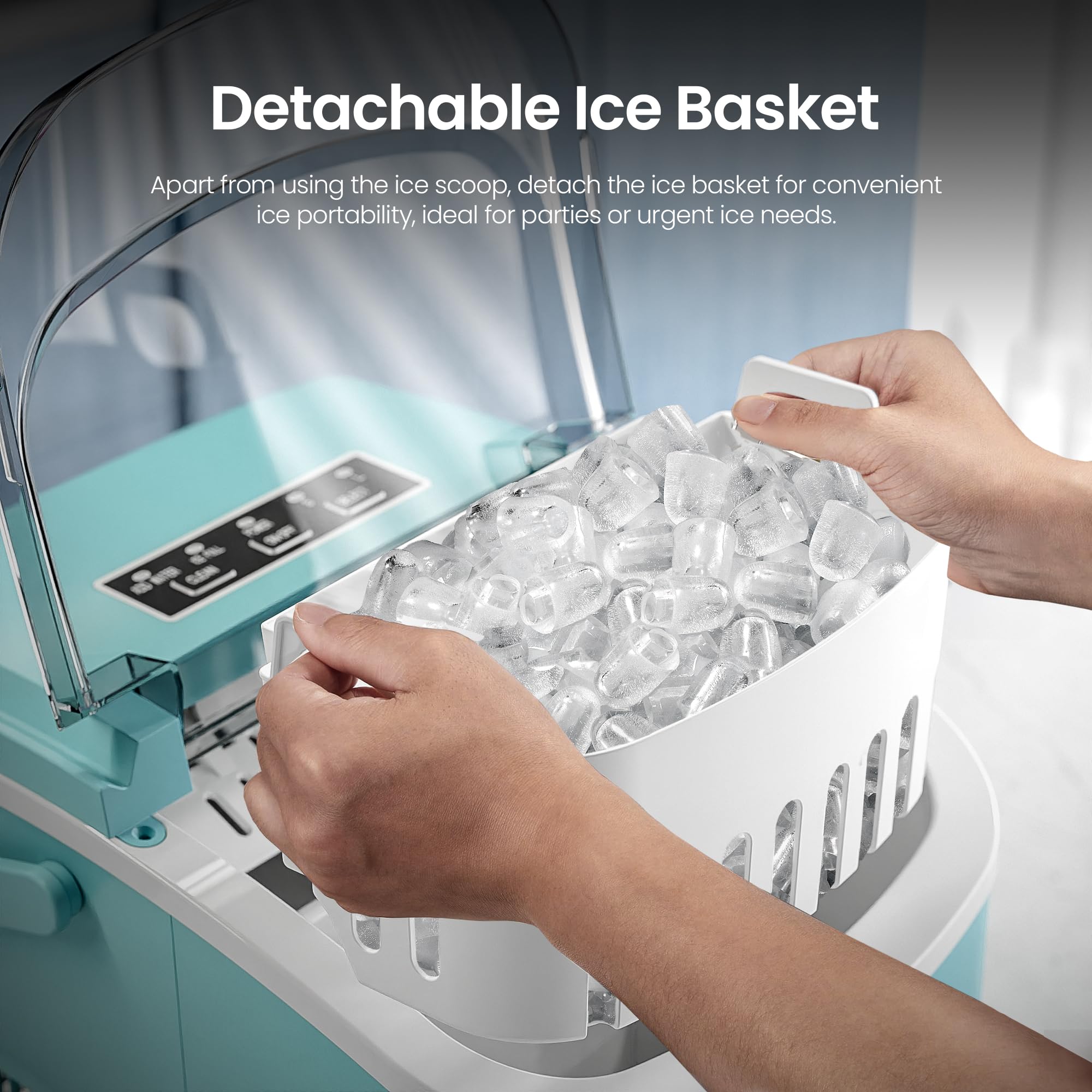 Foto 5 pulgar | Máquina De Hielo Kismile Para Encimera, 12 Kg/24 Horas, 9 Cubitos, 6 Minutos, Verde - Venta Internacional.