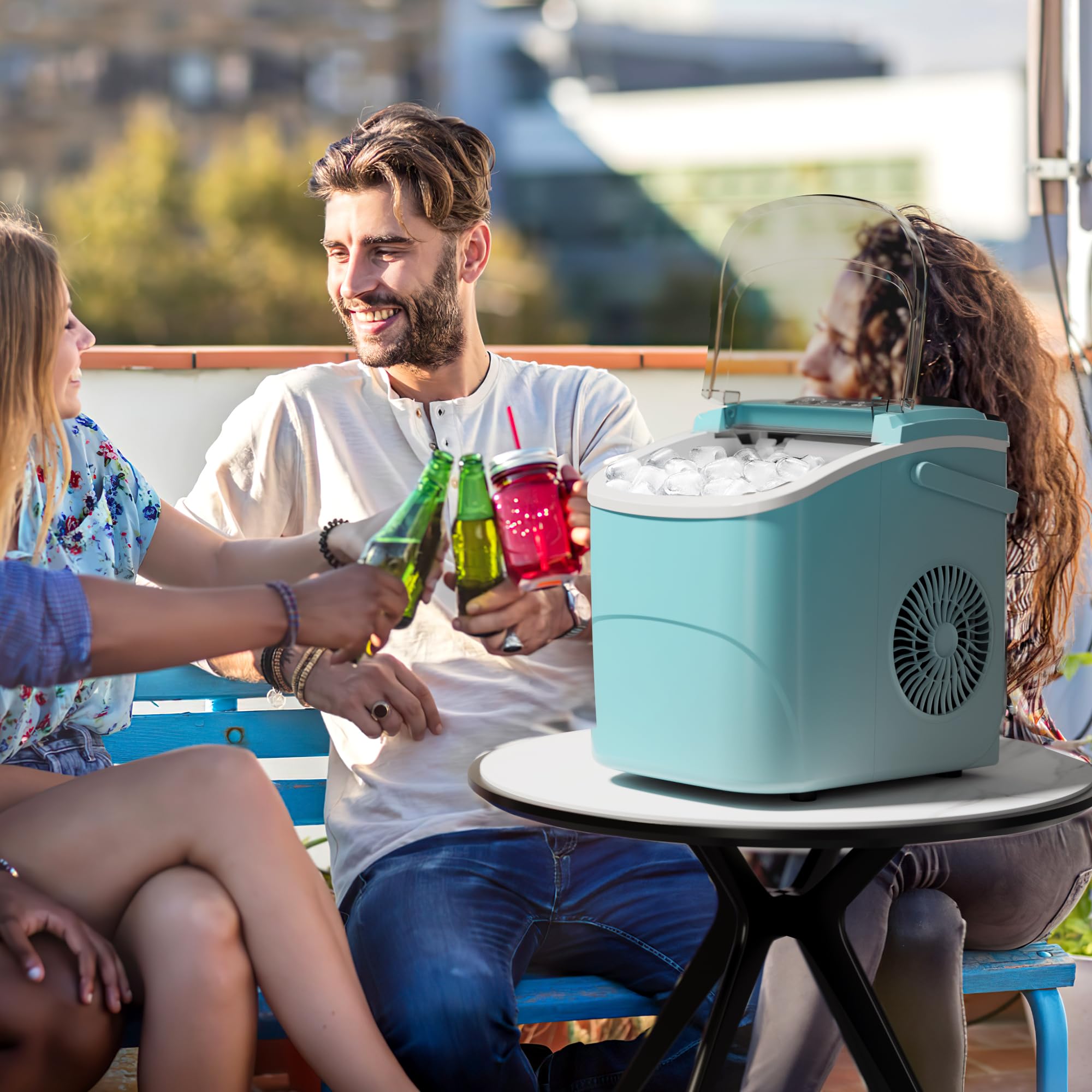 Foto 8 pulgar | Máquina De Hielo Kismile Para Encimera, 12 Kg/24 Horas, 9 Cubitos, 6 Minutos, Verde - Venta Internacional.