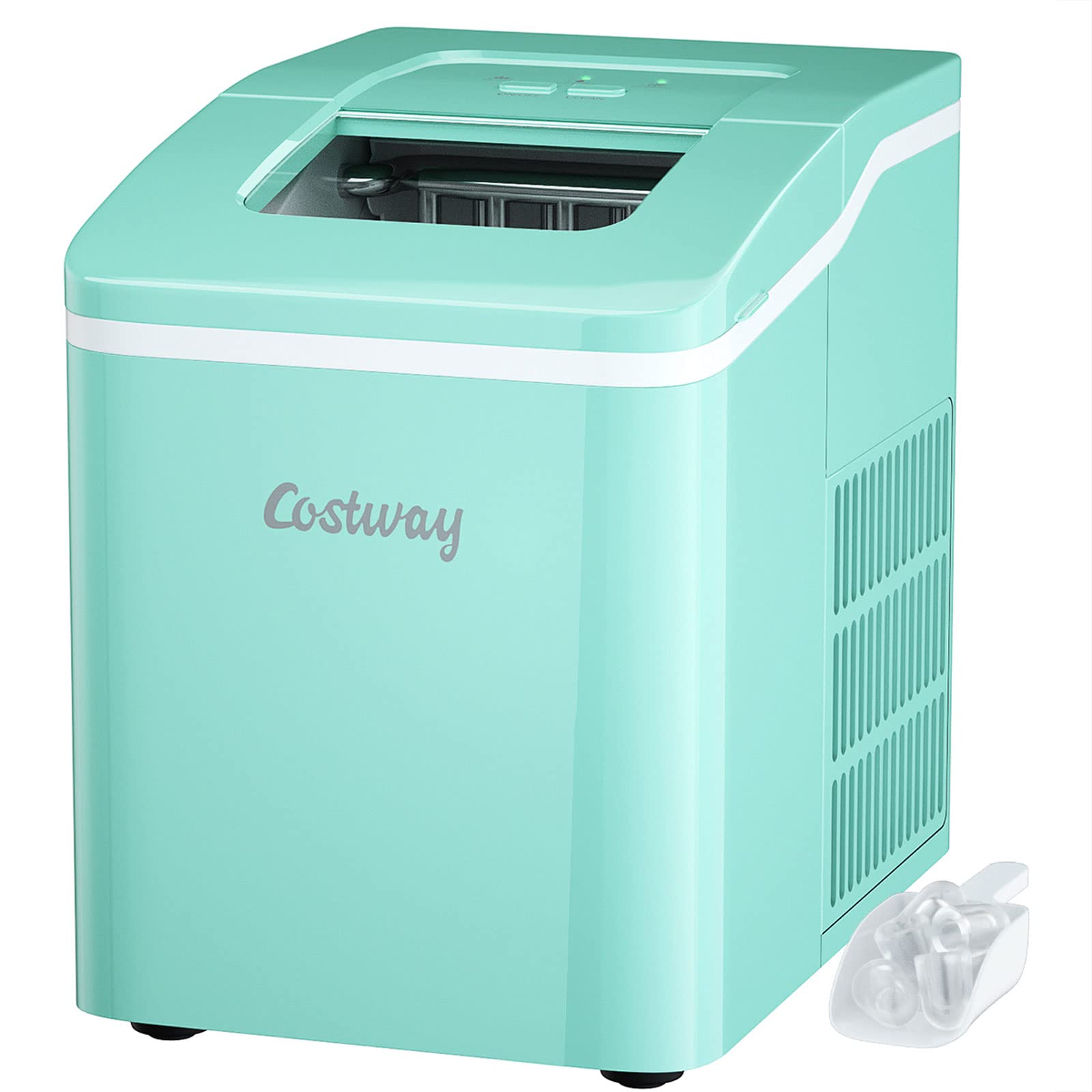 Máquina De Hielo Para Encimera Costway, 26 Libras/24 Horas, Autolimpiante, Verde - Venta Internacional.