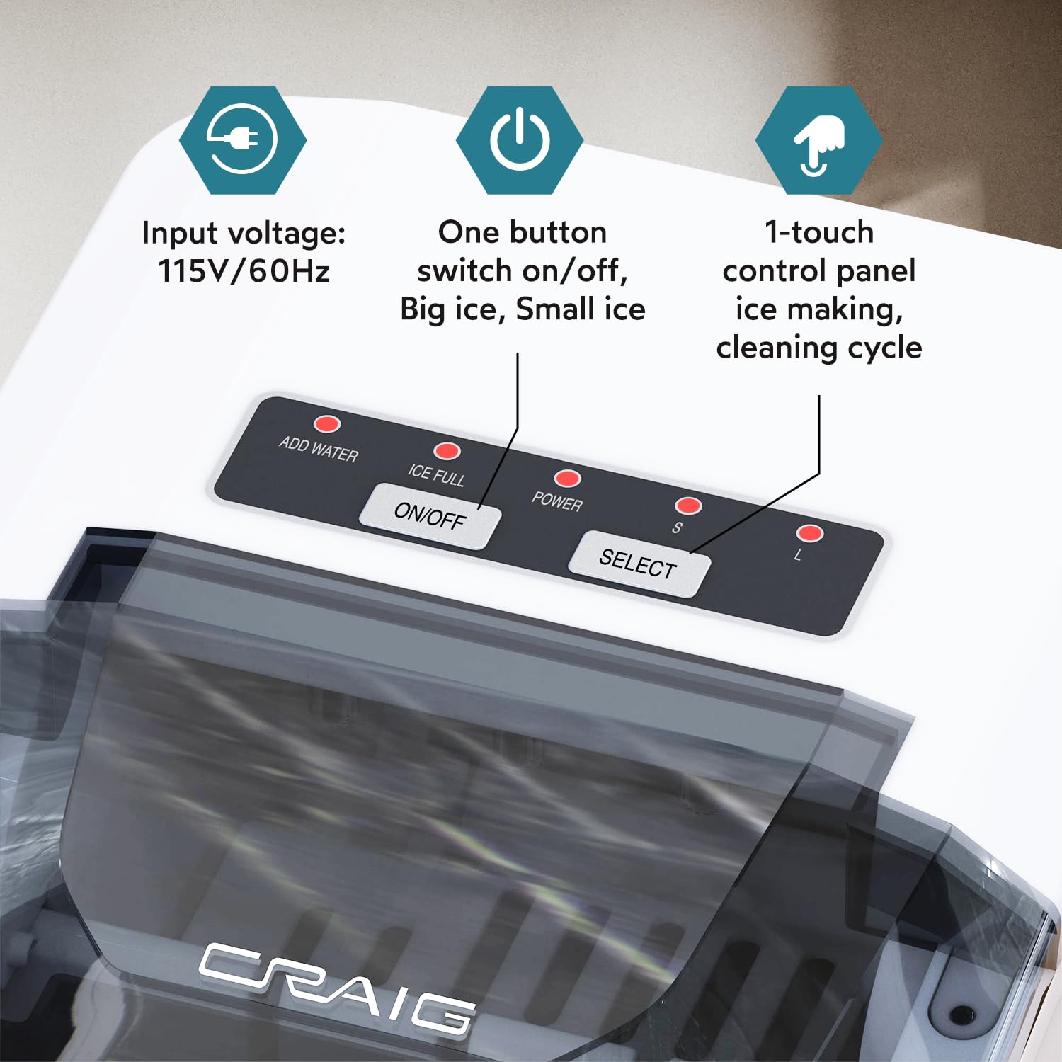 Foto 4 | Máquina De Hielo Craig Cim201 Para Encimera, 26 Lb/24 H, Bullet Ice - Venta Internacional.