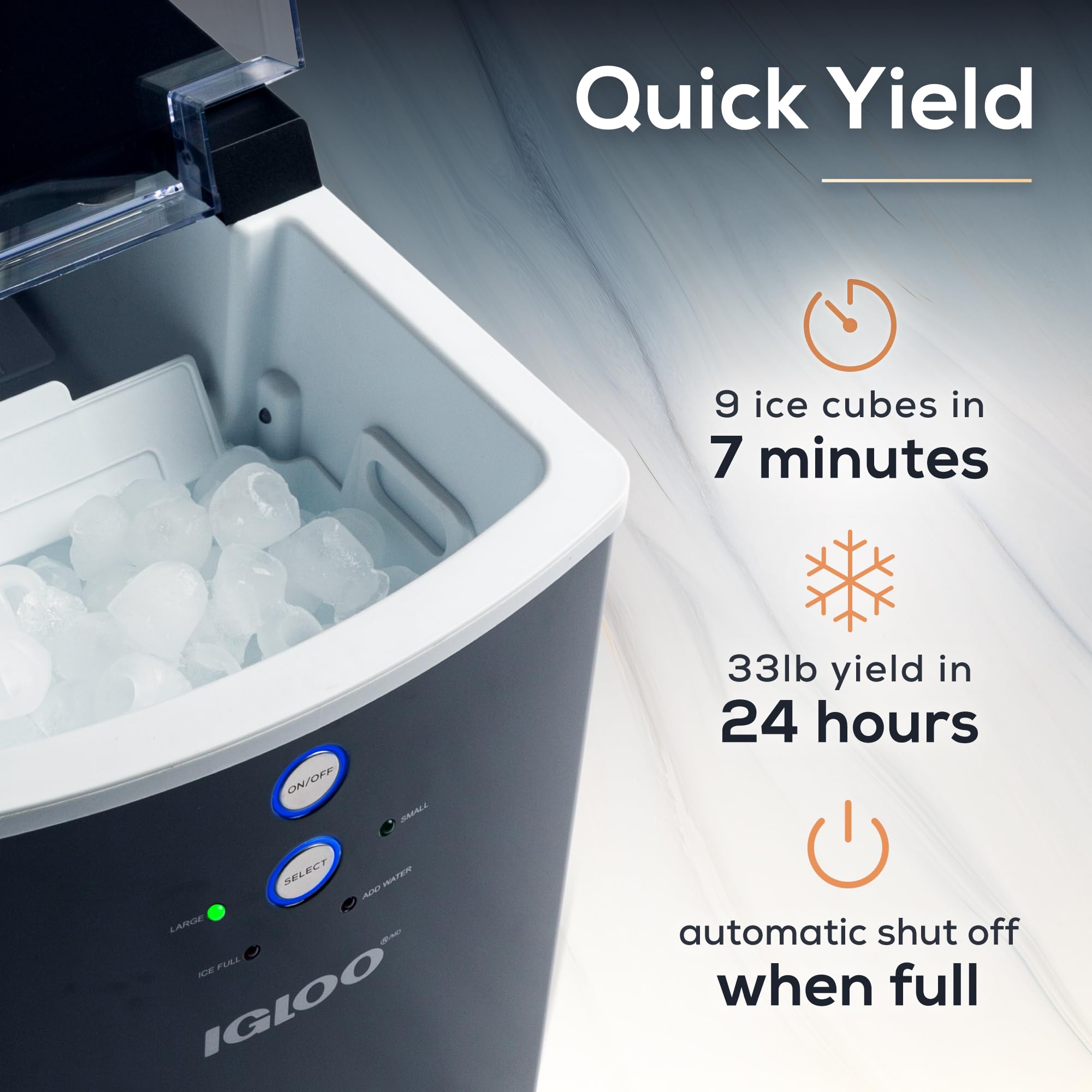 Foto 4 pulgar | Máquina Para Hacer Hielo Igloo, Encimera Eléctrica, 15 Kg, Color Negro - Venta Internacional.